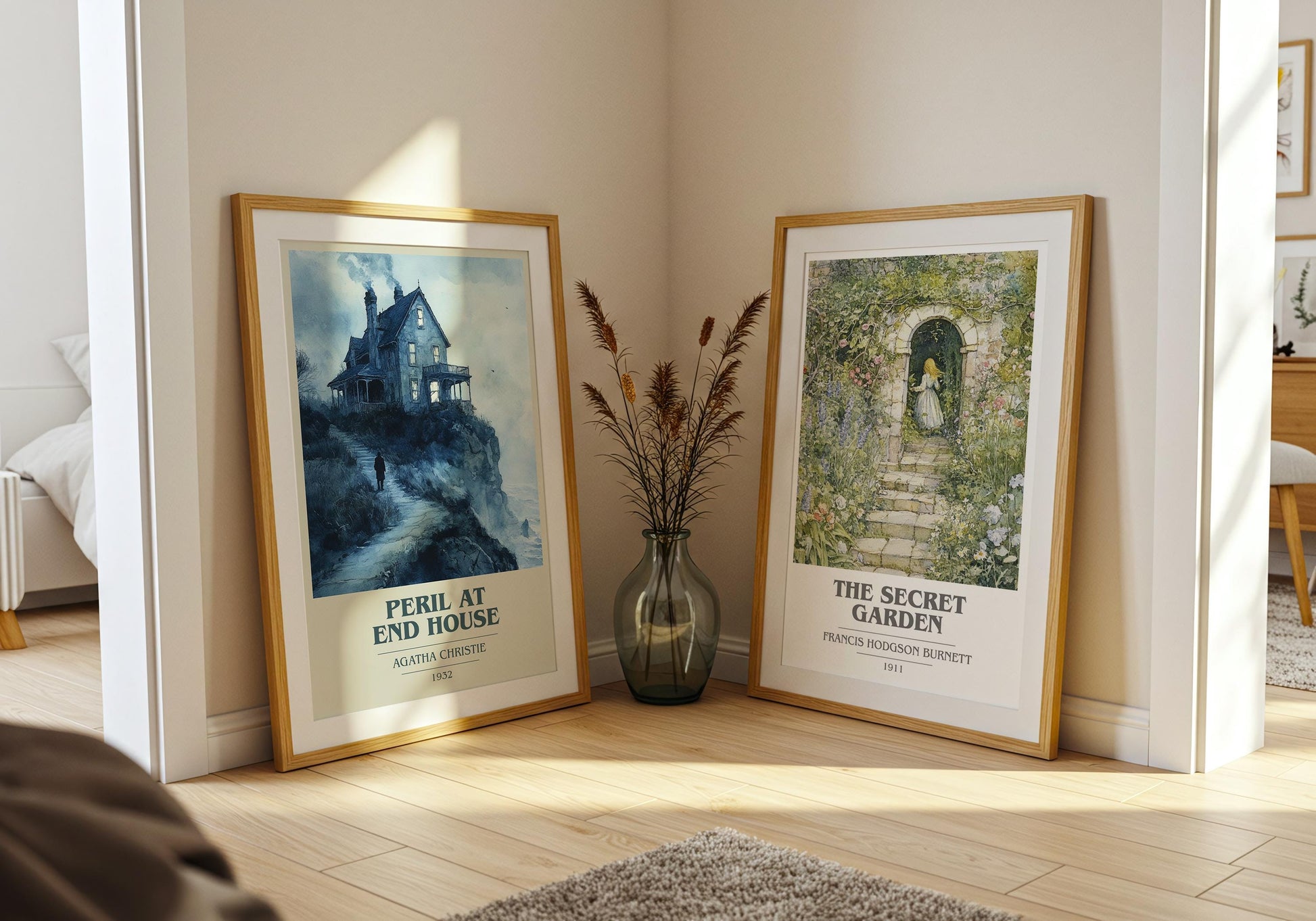 Peril at End House by Agatha Christie Descriptive Poster Print. Free Delivery Wall Art Author & Blurb Book Artwork Novel