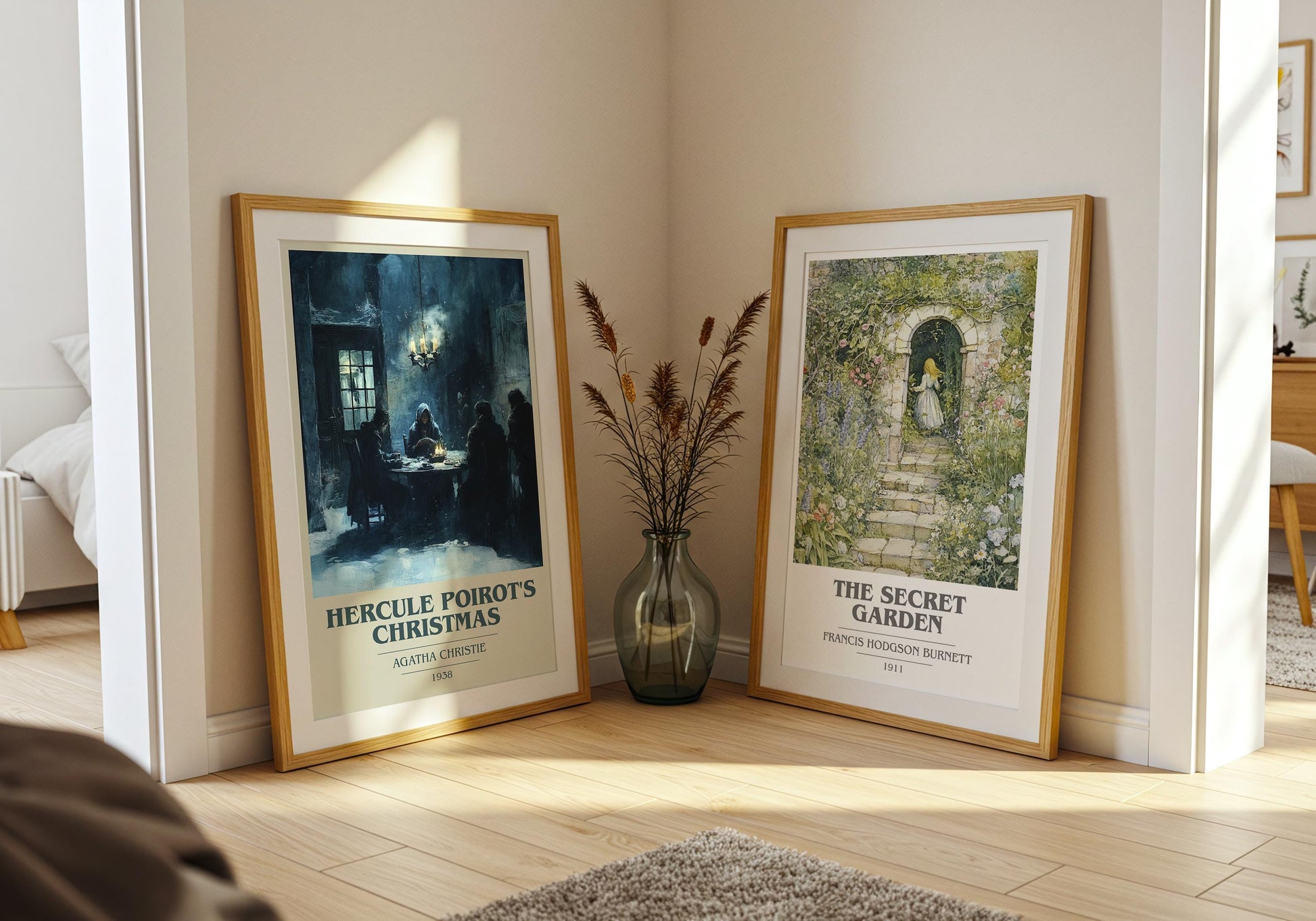 Hercule Poirot's Christmas book cover book poster framed on wall – mystery wall art