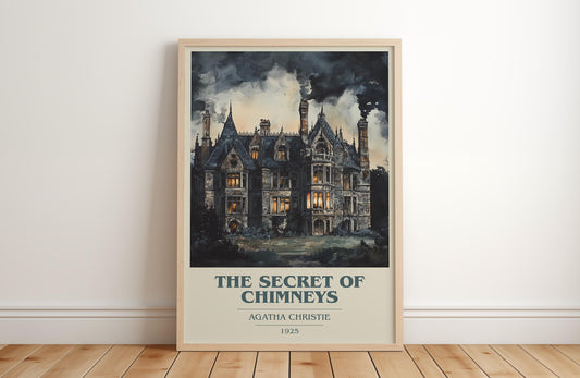 The Secret of Chimneys by Agatha Christie Descriptive Poster Print. Free Delivery Wall Art Author & Blurb Book Artwork Novel