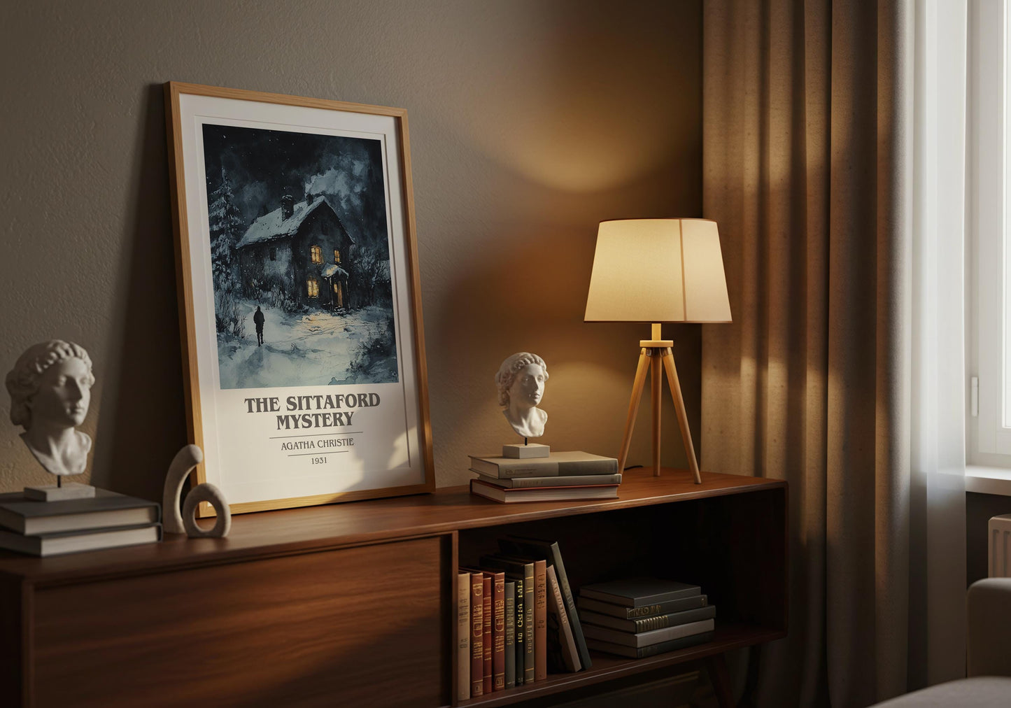 The Sittaford Mystery by Agatha Christie Descriptive Poster Print. Free Delivery Wall Art Author & Blurb Book Artwork Novel