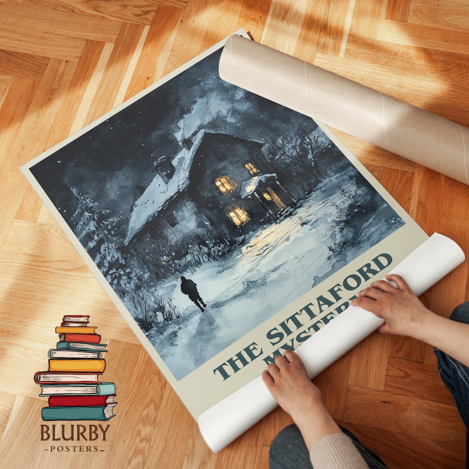 The Sittaford Mystery by Agatha Christie Descriptive Poster Print. Free Delivery Wall Art Author & Blurb Book Artwork Novel