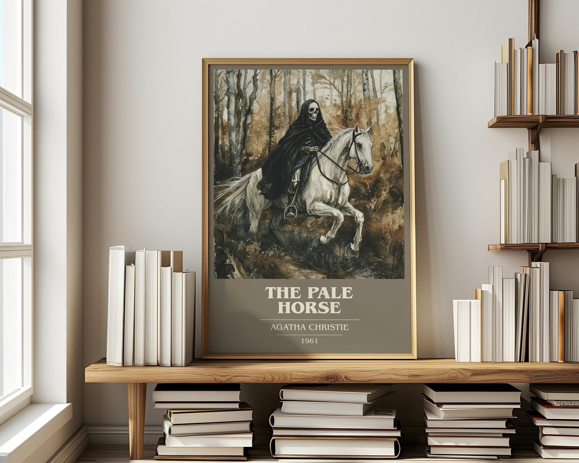 The Pale Horse book cover print on bookshelf – Agatha Christie fan gift