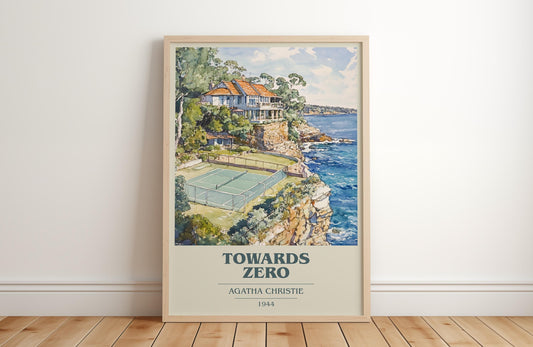Towards Zero by Agatha Christie Descriptive Poster Print. Free Delivery Wall Art Author & Blurb Book Artwork Novel