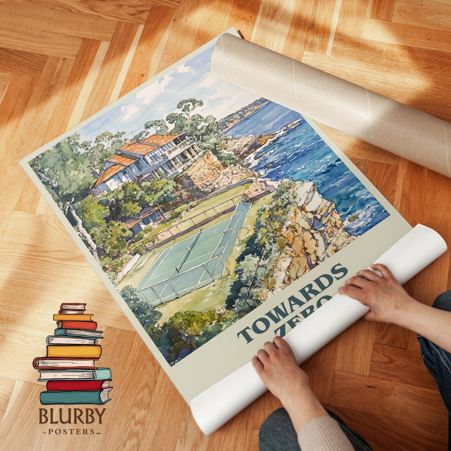 Towards Zero by Agatha Christie Descriptive Poster Print. Free Delivery Wall Art Author & Blurb Book Artwork Novel