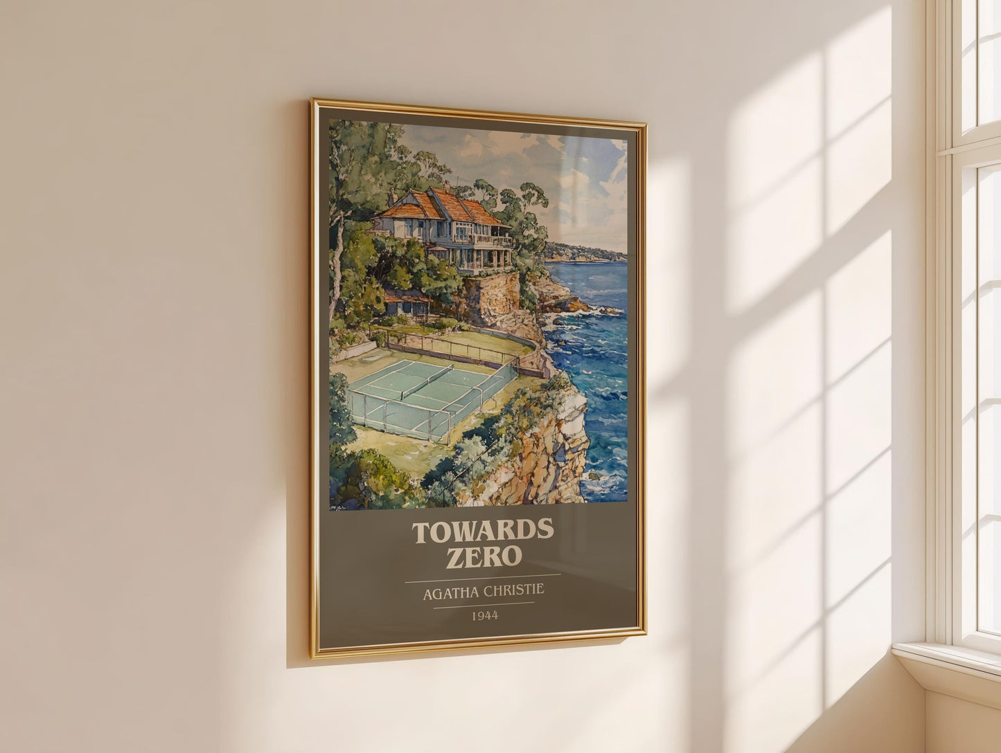 Towards Zero by Agatha Christie Descriptive Poster Print. Free Delivery Wall Art Author & Blurb Book Artwork Novel