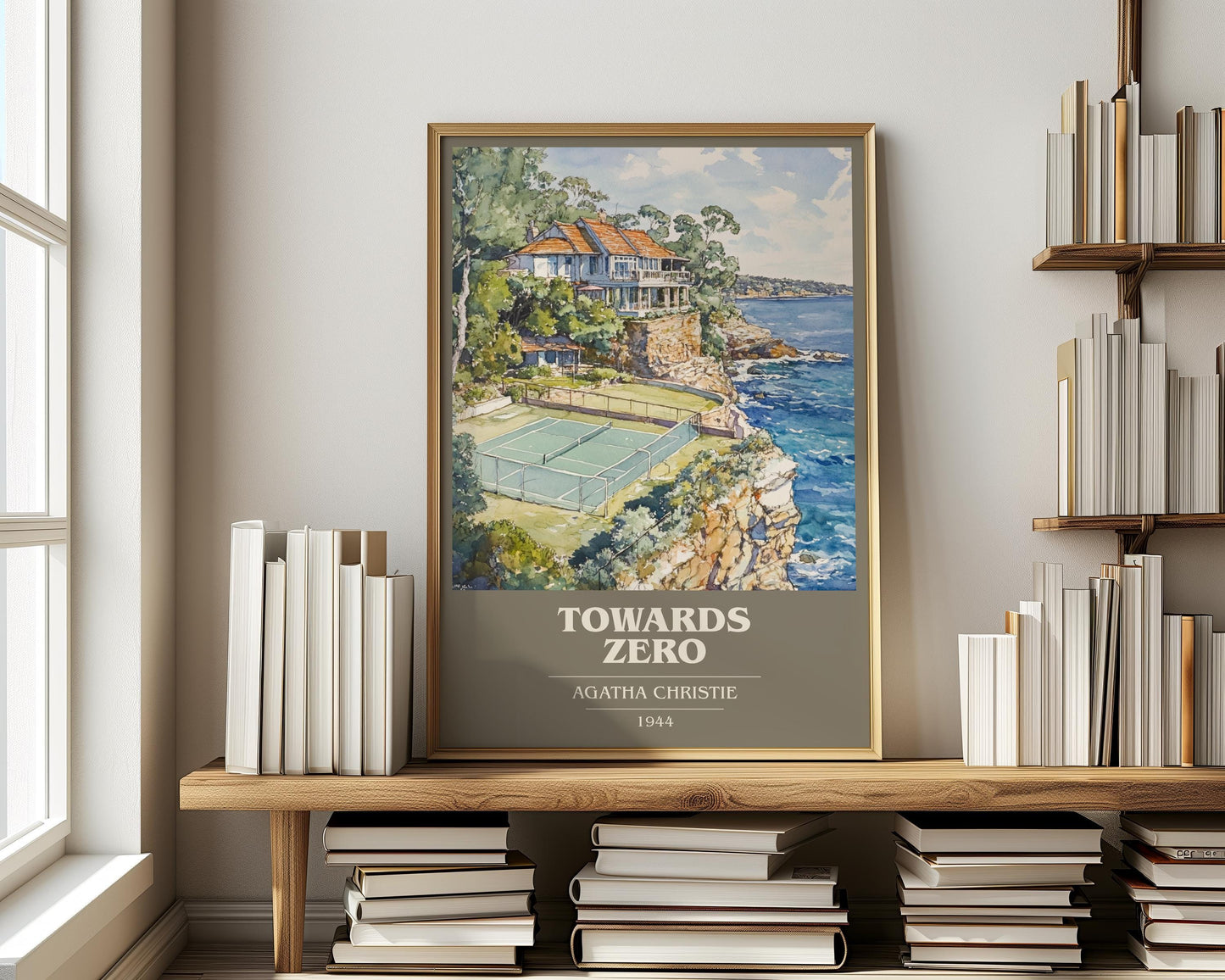 Towards Zero by Agatha Christie Descriptive Poster Print. Free Delivery Wall Art Author & Blurb Book Artwork Novel