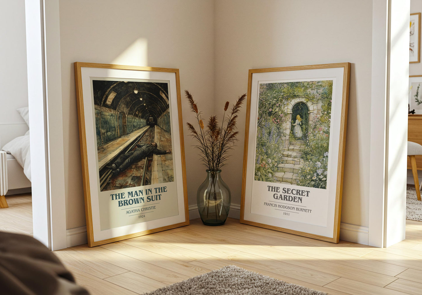 The Man in the Brown Suit book cover print on bookshelf – Agatha Christie fan gift