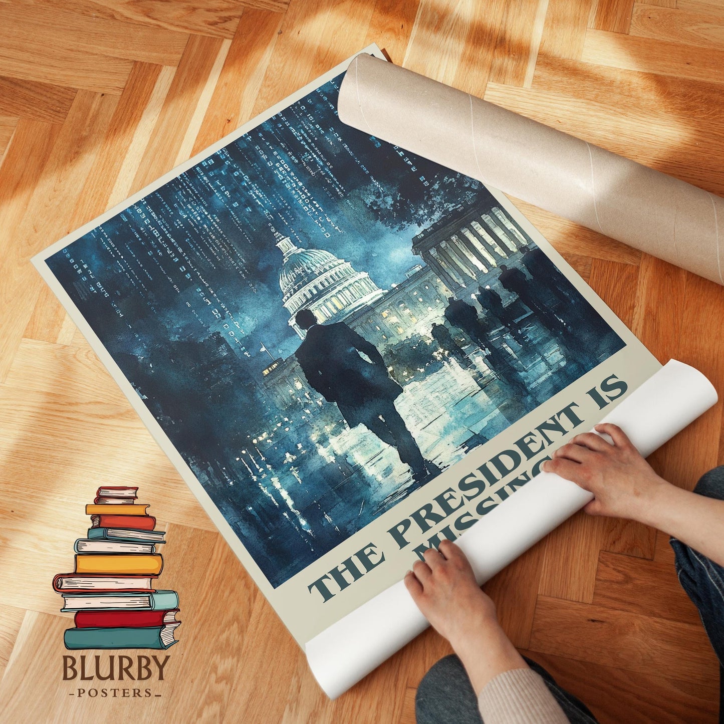 The President Is Missing book cover poster paired in gallery wall – literary art prints