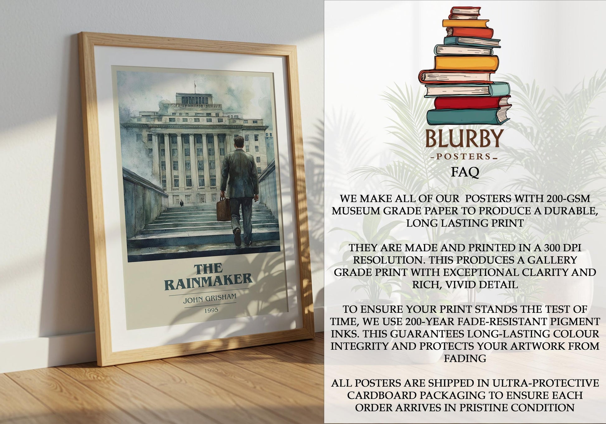 The Rainmaker book cover poster paired in gallery wall – literary art prints