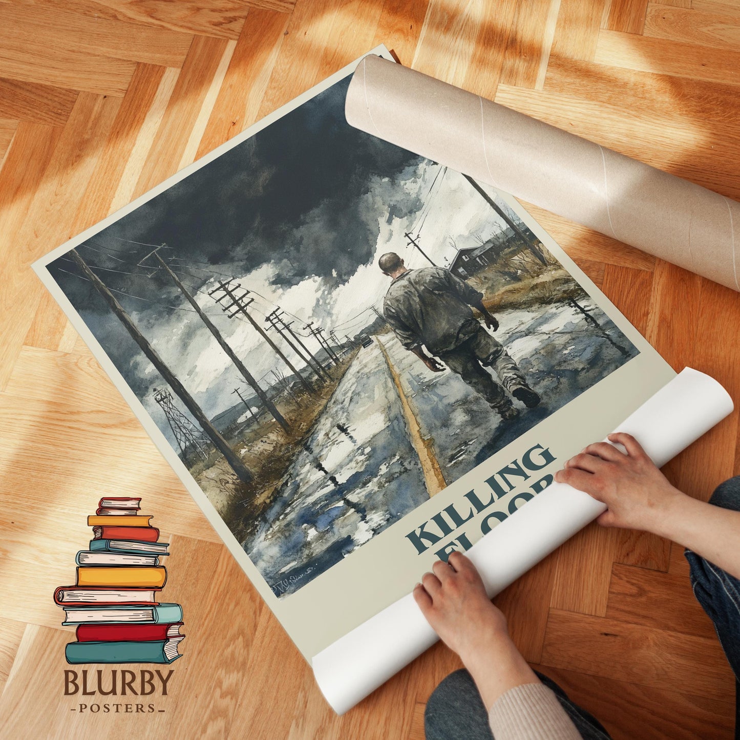 Killing Floor by Lee Child Descriptive Poster Print. Free Delivery Wall Art Author & Blurb Book Artwork Novel