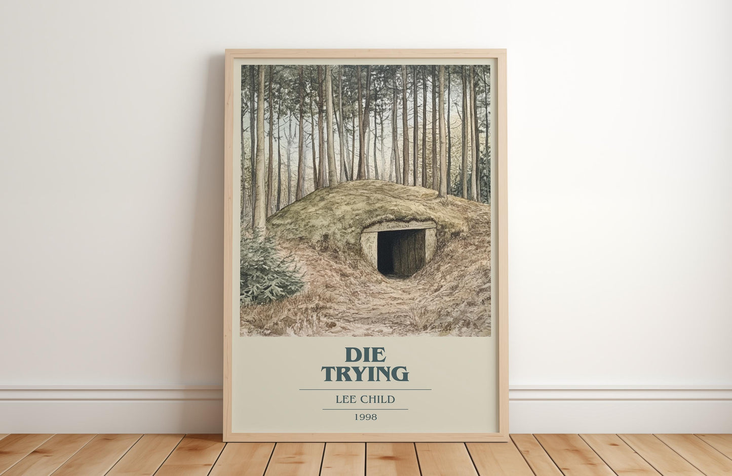 Die Trying by Lee Child Descriptive Poster Print. Free Delivery Wall Art Author & Blurb Book Artwork Novel