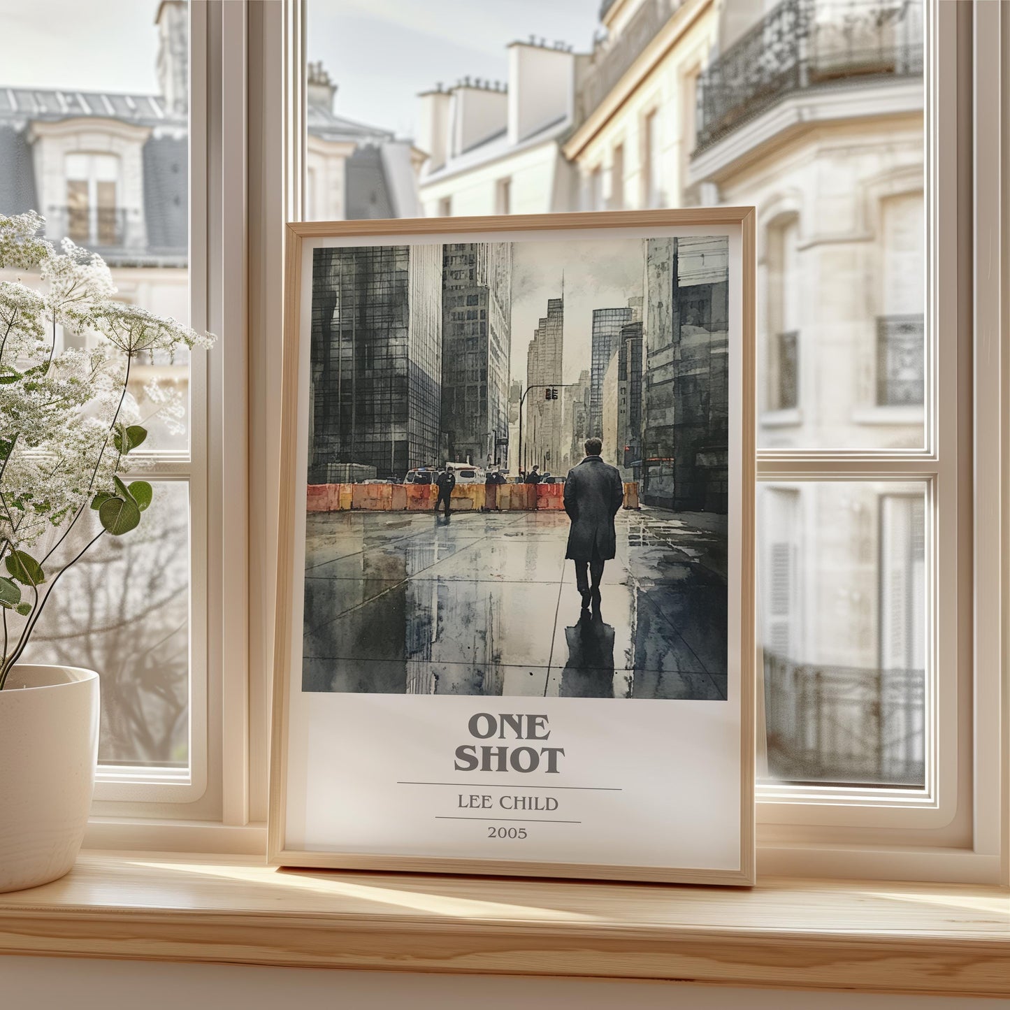 One Shot by Lee Child Descriptive Poster Print. Free Delivery Wall Art Author & Blurb Book Artwork Novel