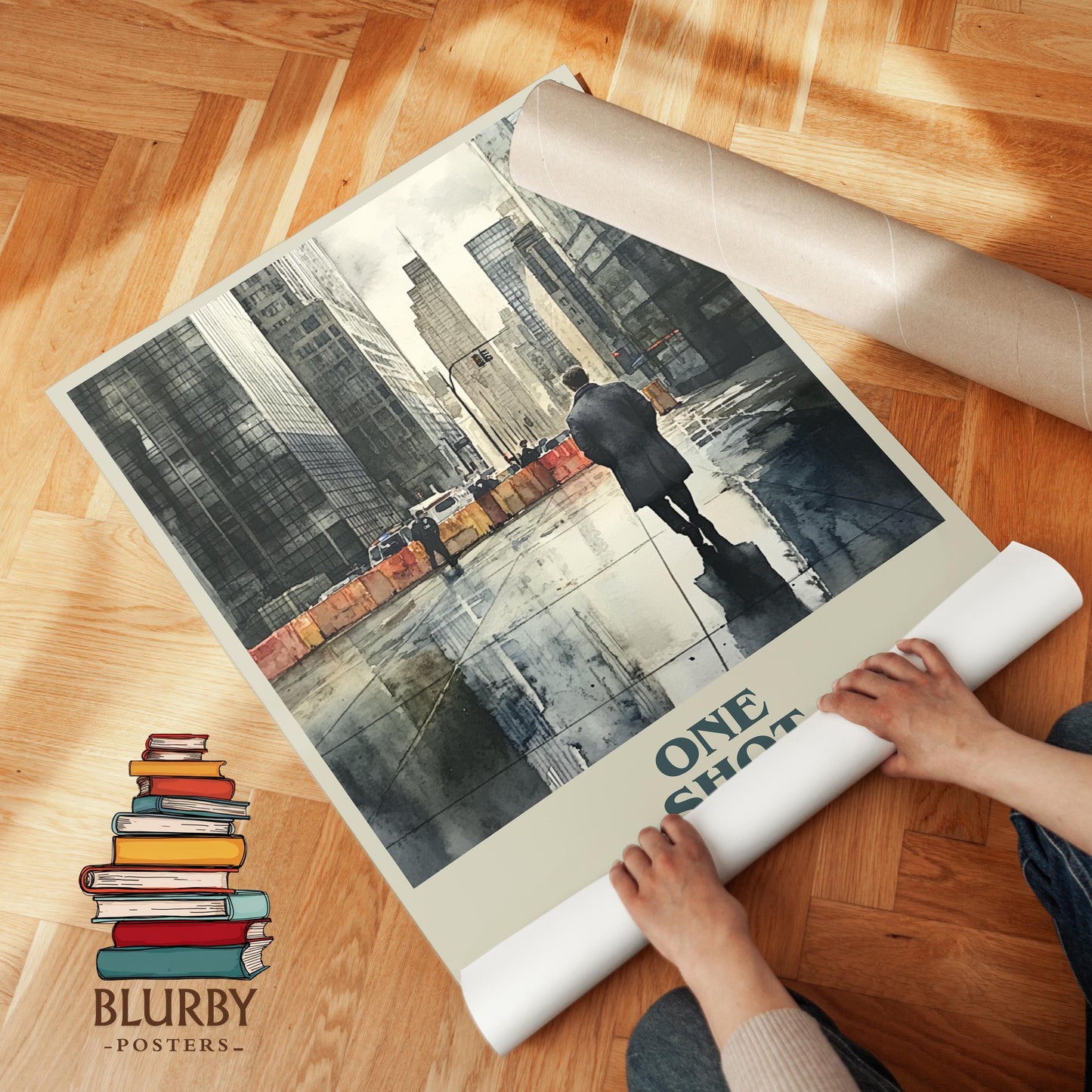 One Shot by Lee Child Descriptive Poster Print. Free Delivery Wall Art Author & Blurb Book Artwork Novel