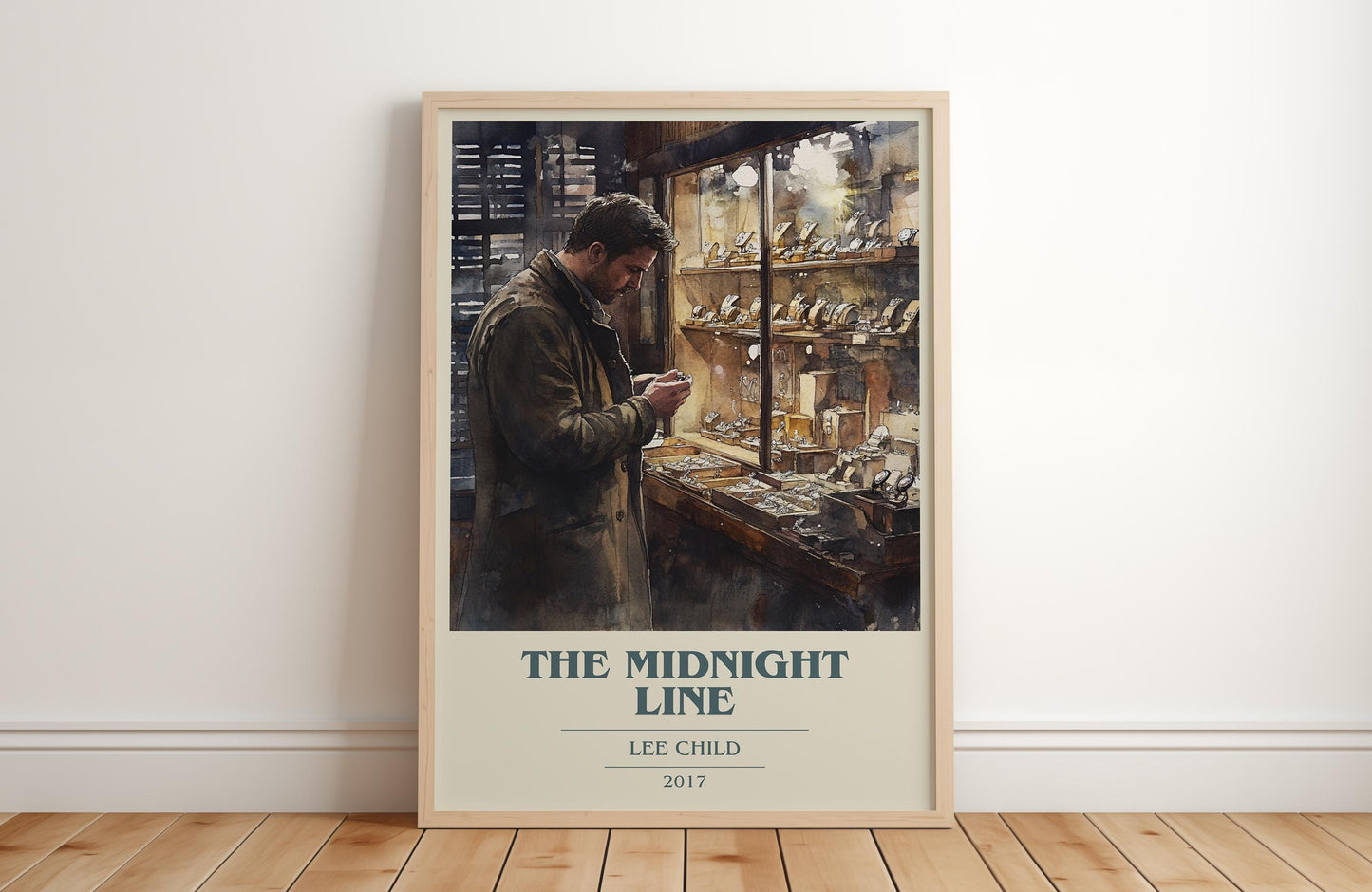 The Midnight Line by Lee Child Descriptive Poster Print. Free Delivery Wall Art Author & Blurb Book Artwork Novel