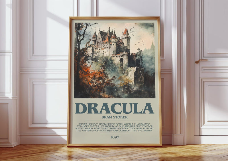Dracula bookish print in frame leaning in hallway – gothic wall art
