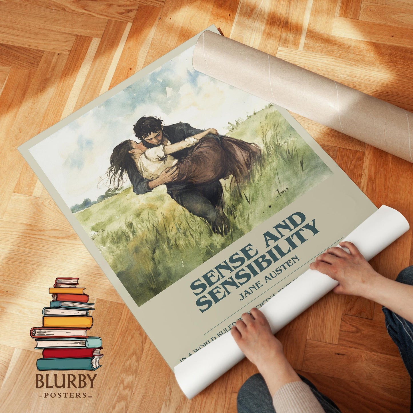 Sense and Sensibility book poster packaging – museum-quality print rolled in protective tube