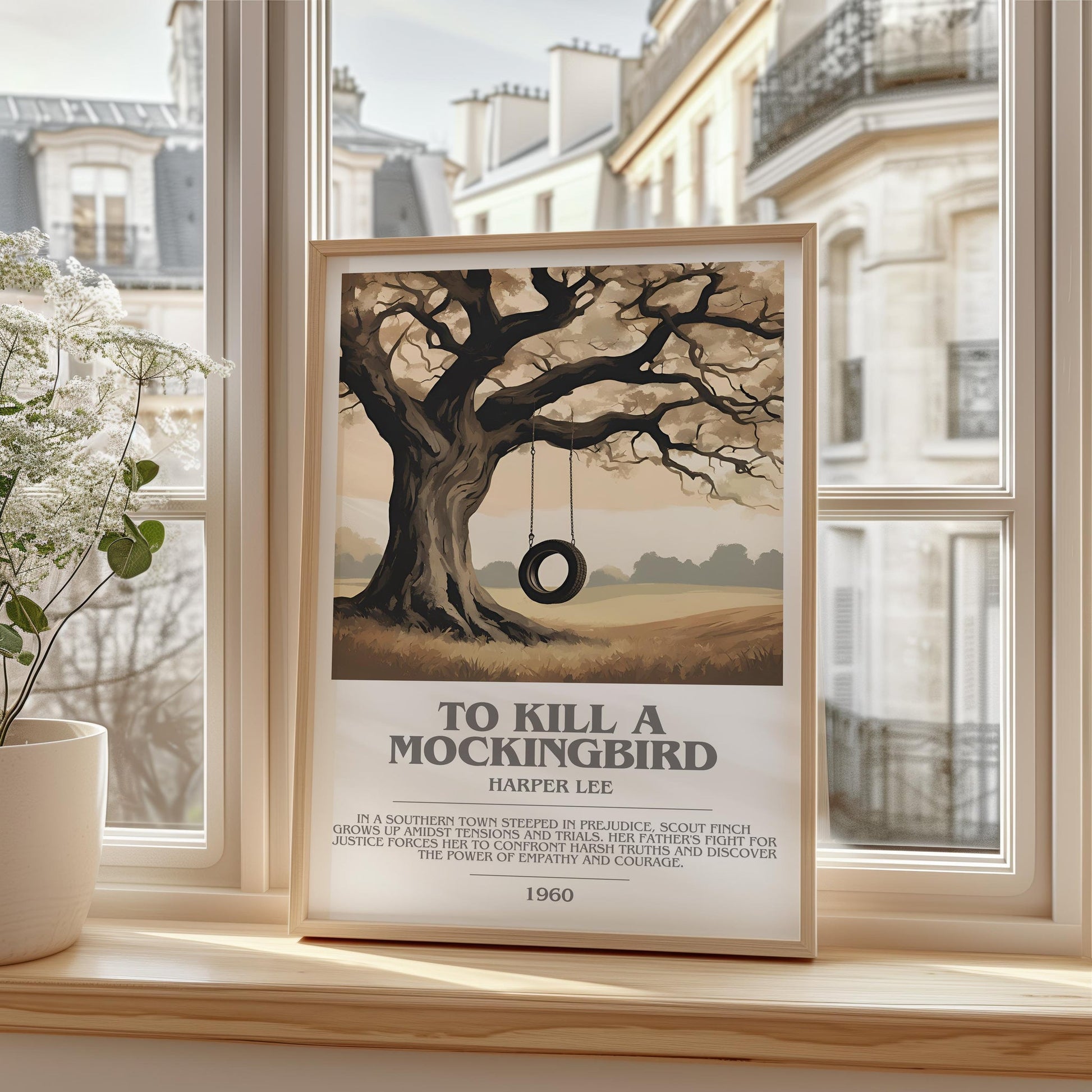 To Kill A Mockingbird bookish print framed by window – literary home decor