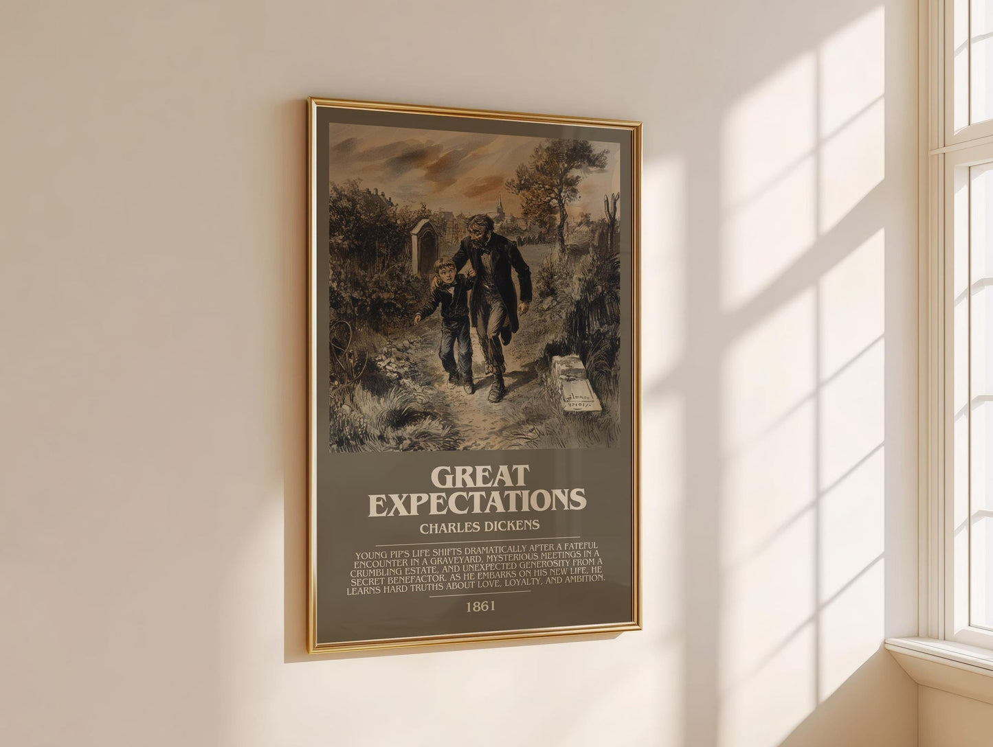Great Expectations bookish book poster framed on wall – classic literature wall art