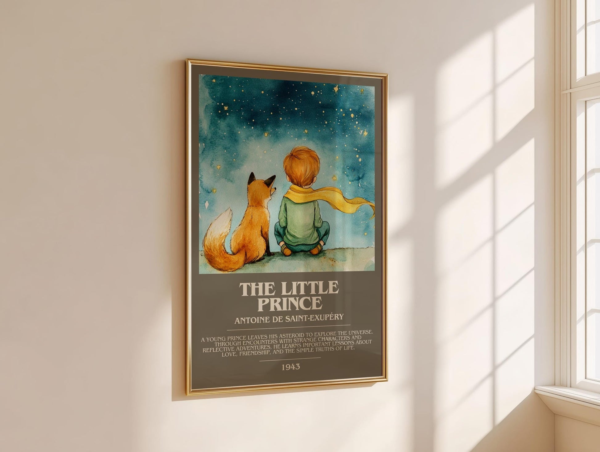 The Little Prince bookish book poster framed on wall – childrens wall art