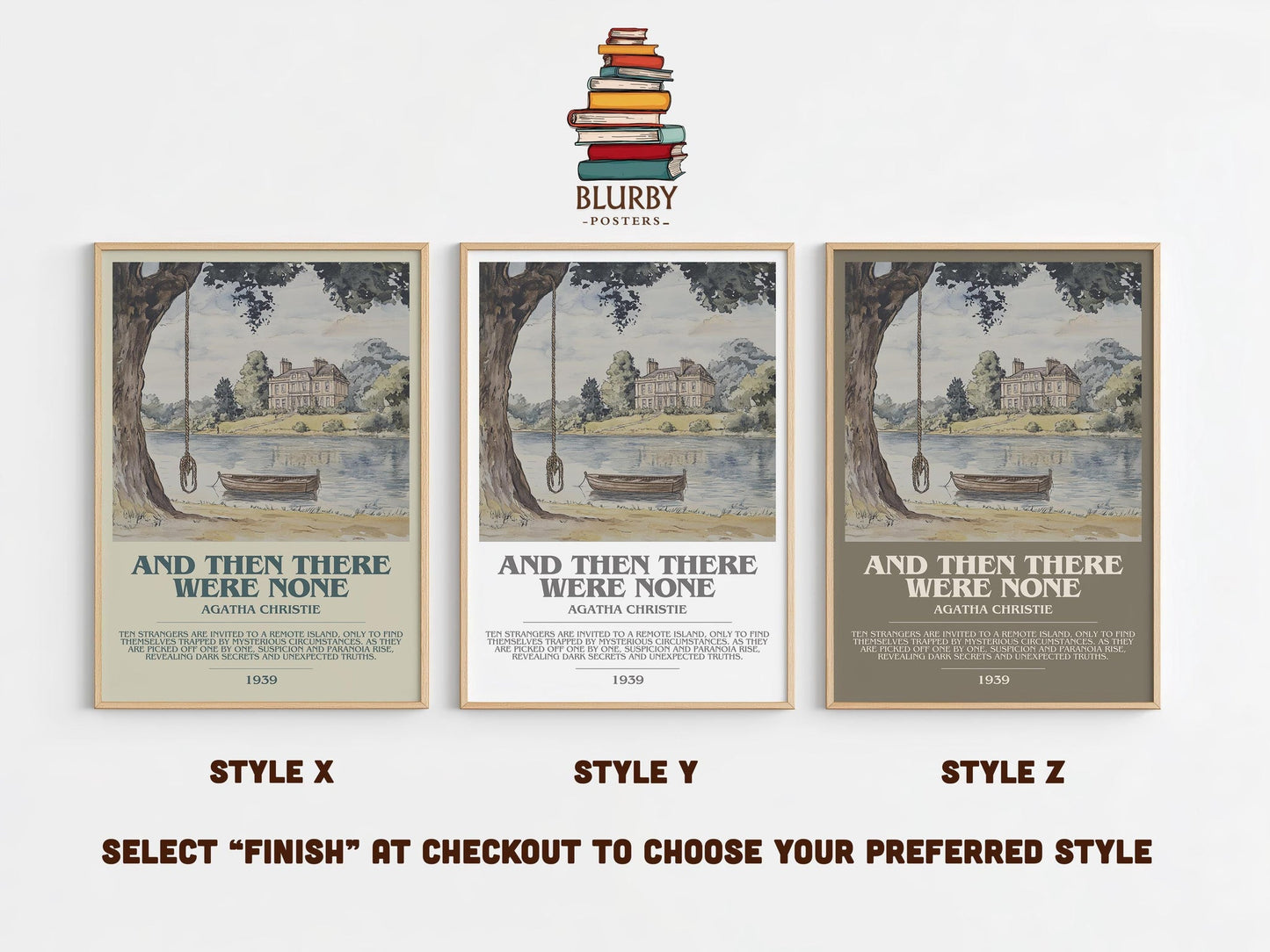 And Then There Were None bookish poster colour and style options – Agatha Christie book art
