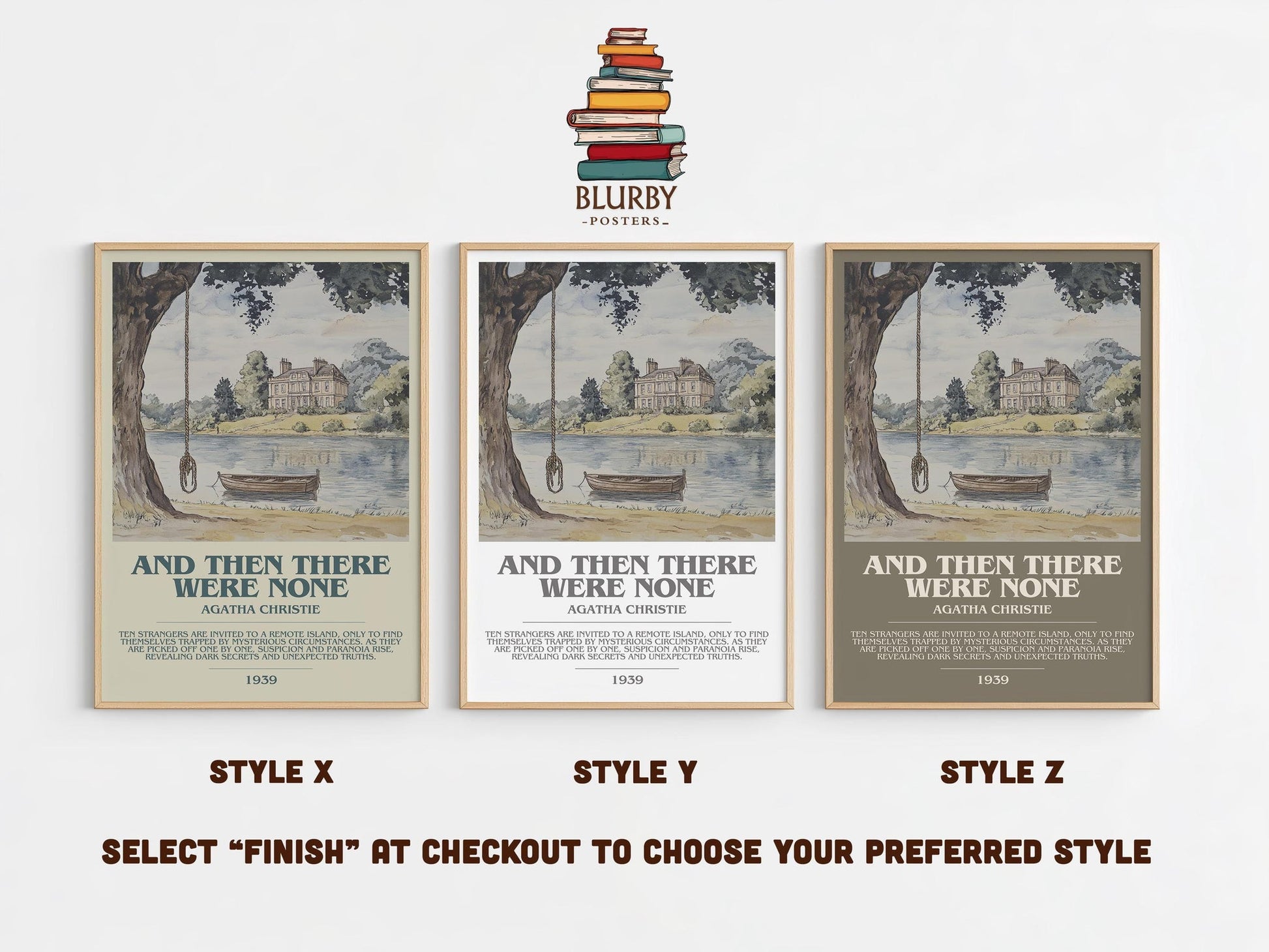 And Then There Were None bookish poster colour and style options – Agatha Christie book art