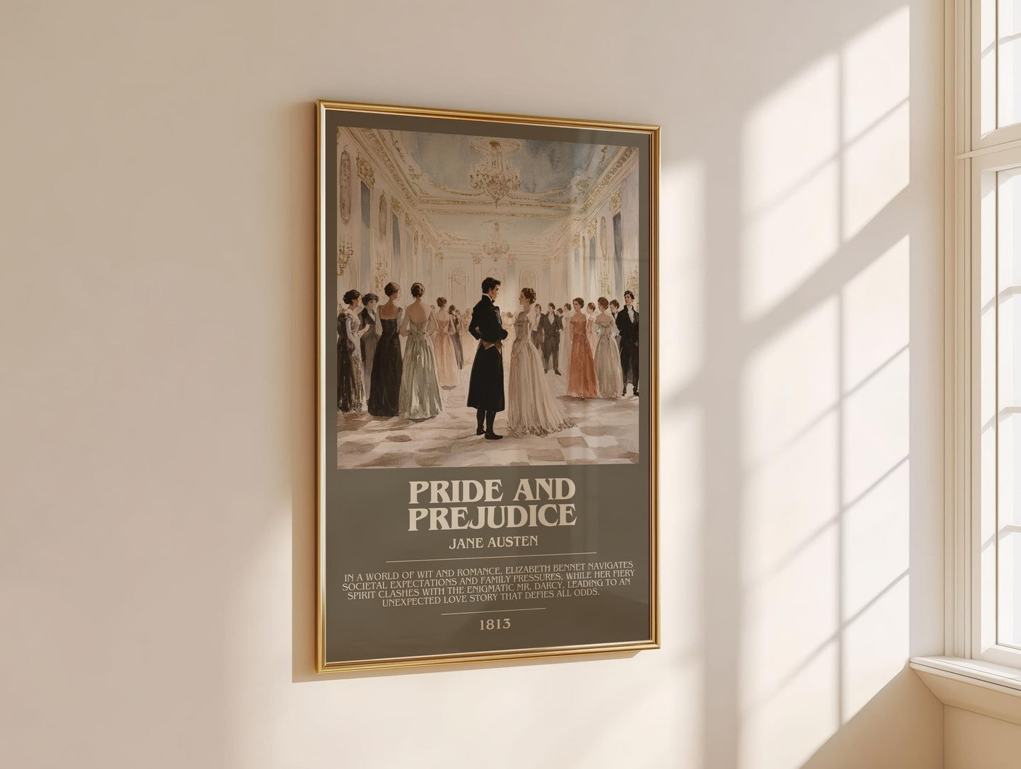 Pride and Prejudice bookish book poster framed on wall – classic literature wall art