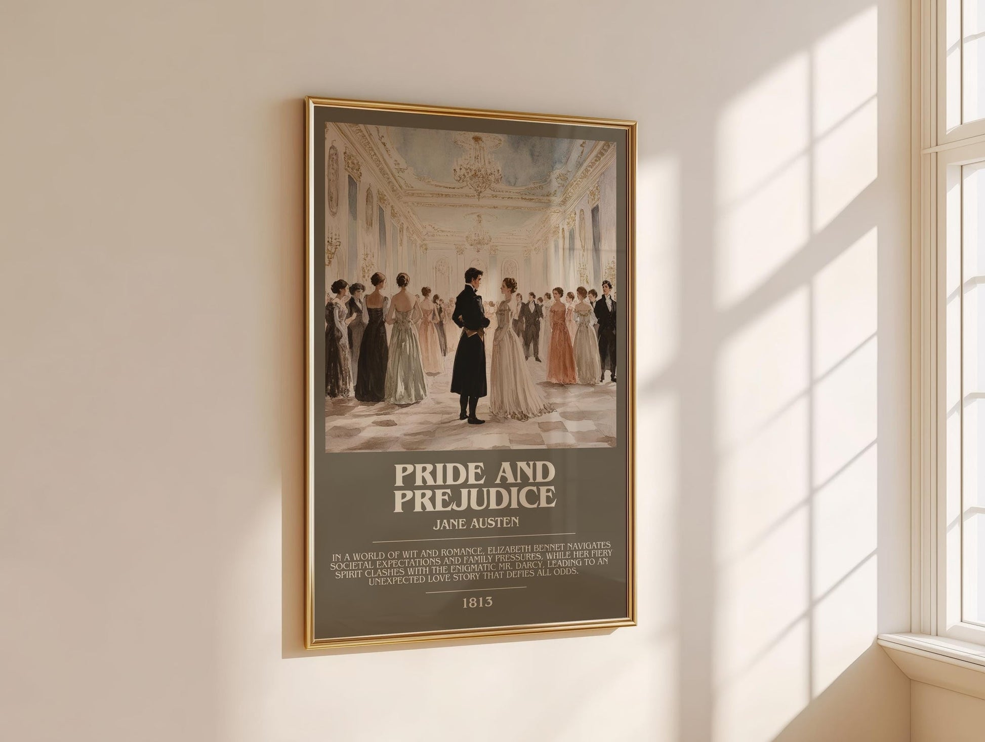 Pride and Prejudice bookish book poster framed on wall – classic literature wall art