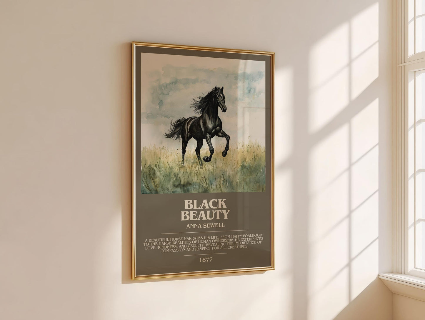 Black Beauty bookish book poster framed on wall – thriller wall art