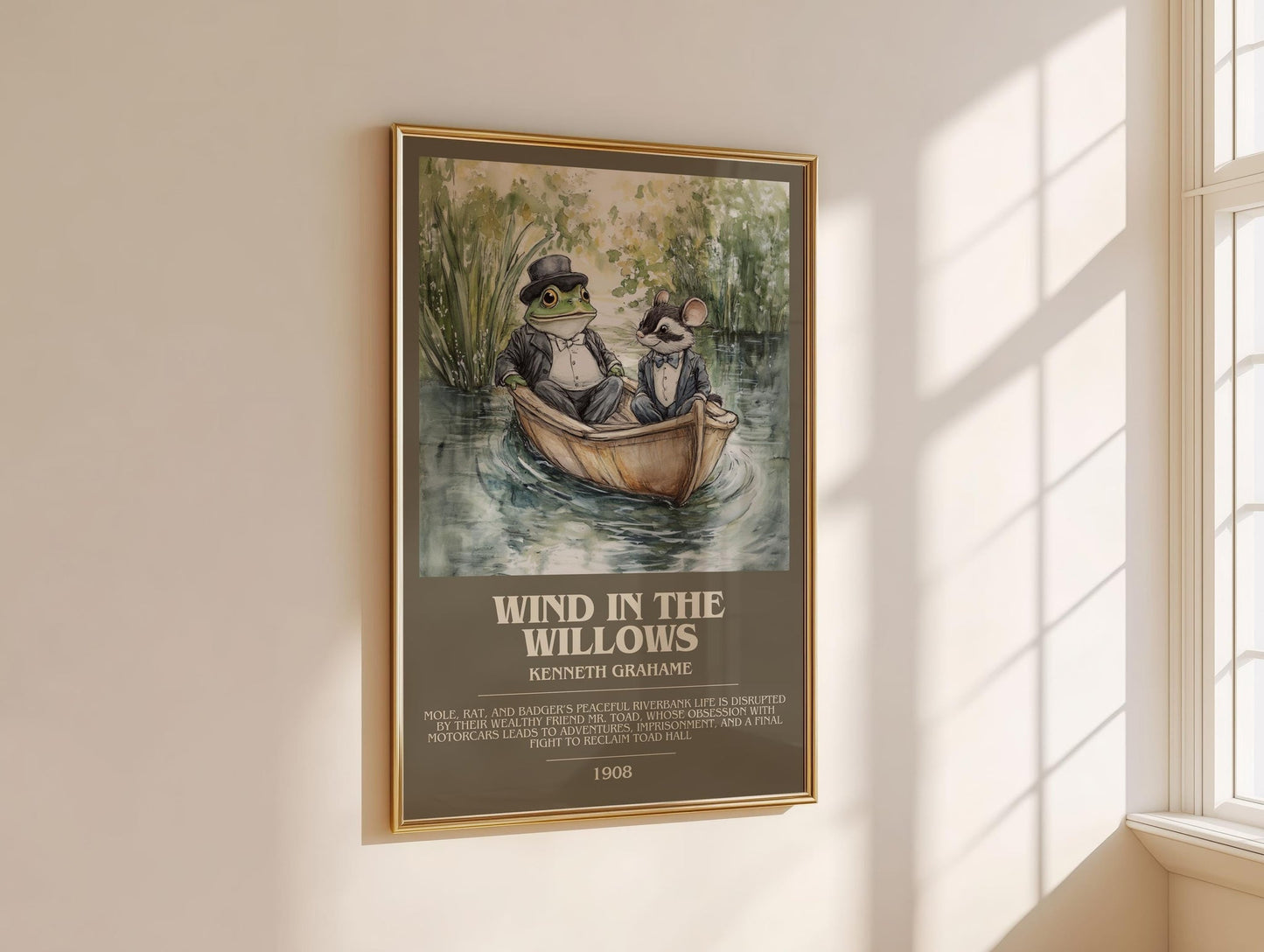 The Wind in the Willows bookish book poster framed on wall – childrens wall art