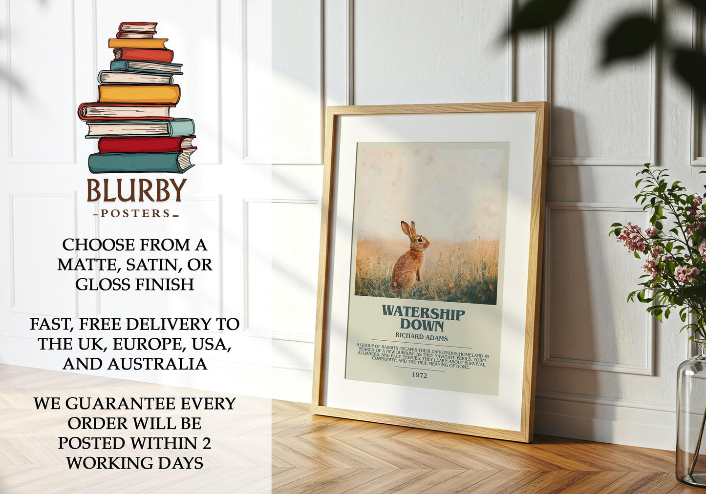 Watership Down by Richard Adams | Descriptive Modern Book Art | Poster