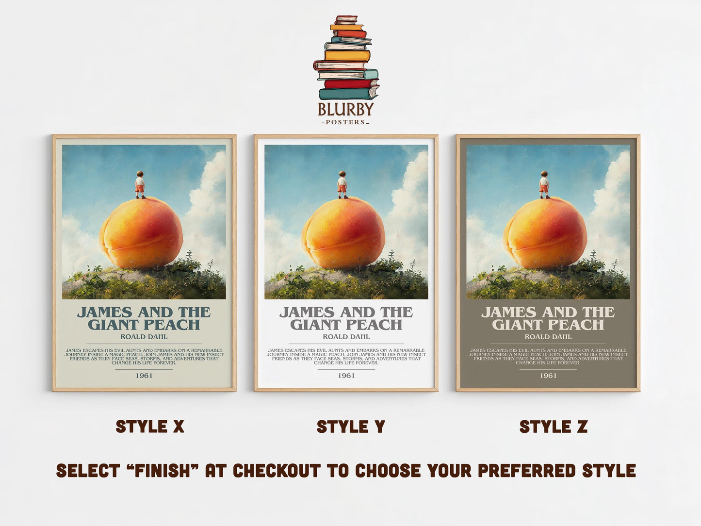 James and the Giant Peach by Roald Dahl | Descriptive Modern Book Art | Poster