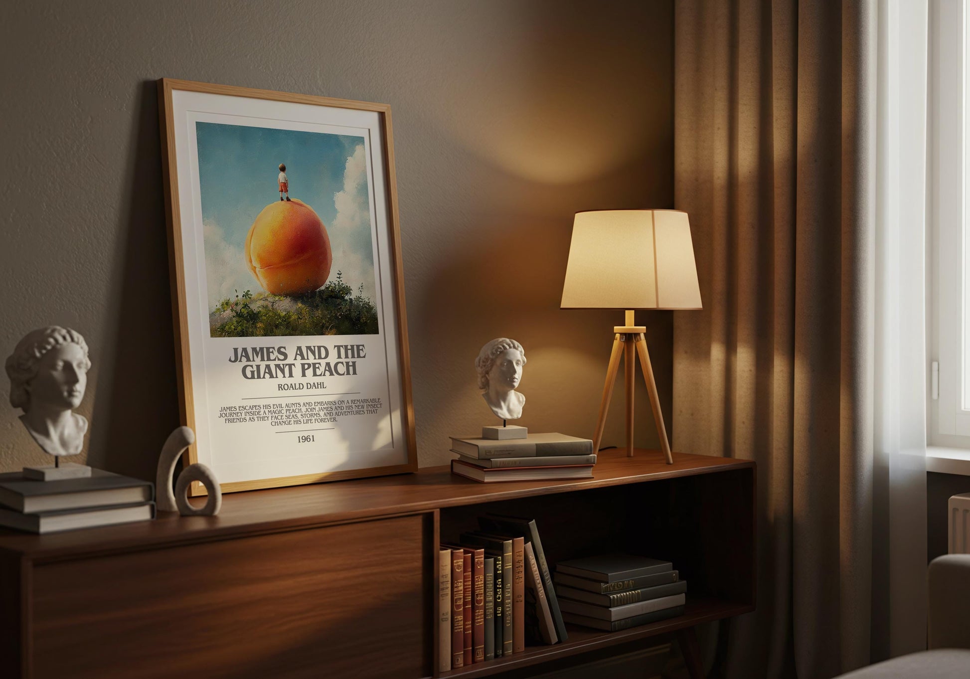 James and the Giant Peach by Roald Dahl | Descriptive Modern Book Art | Poster