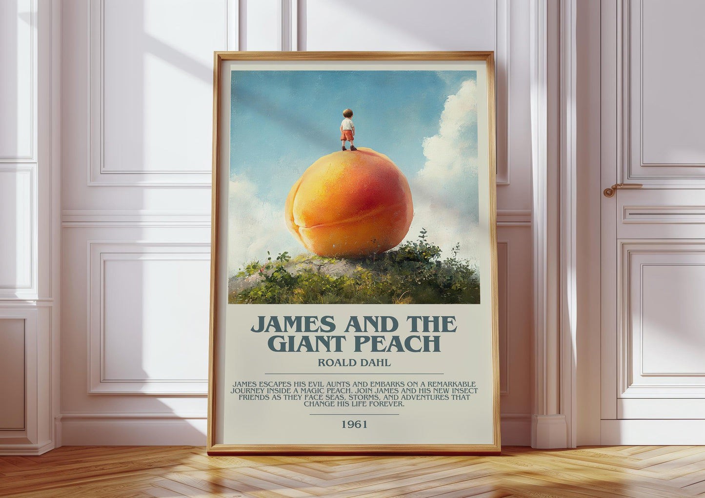 James and the Giant Peach by Roald Dahl | Descriptive Modern Book Art | Poster