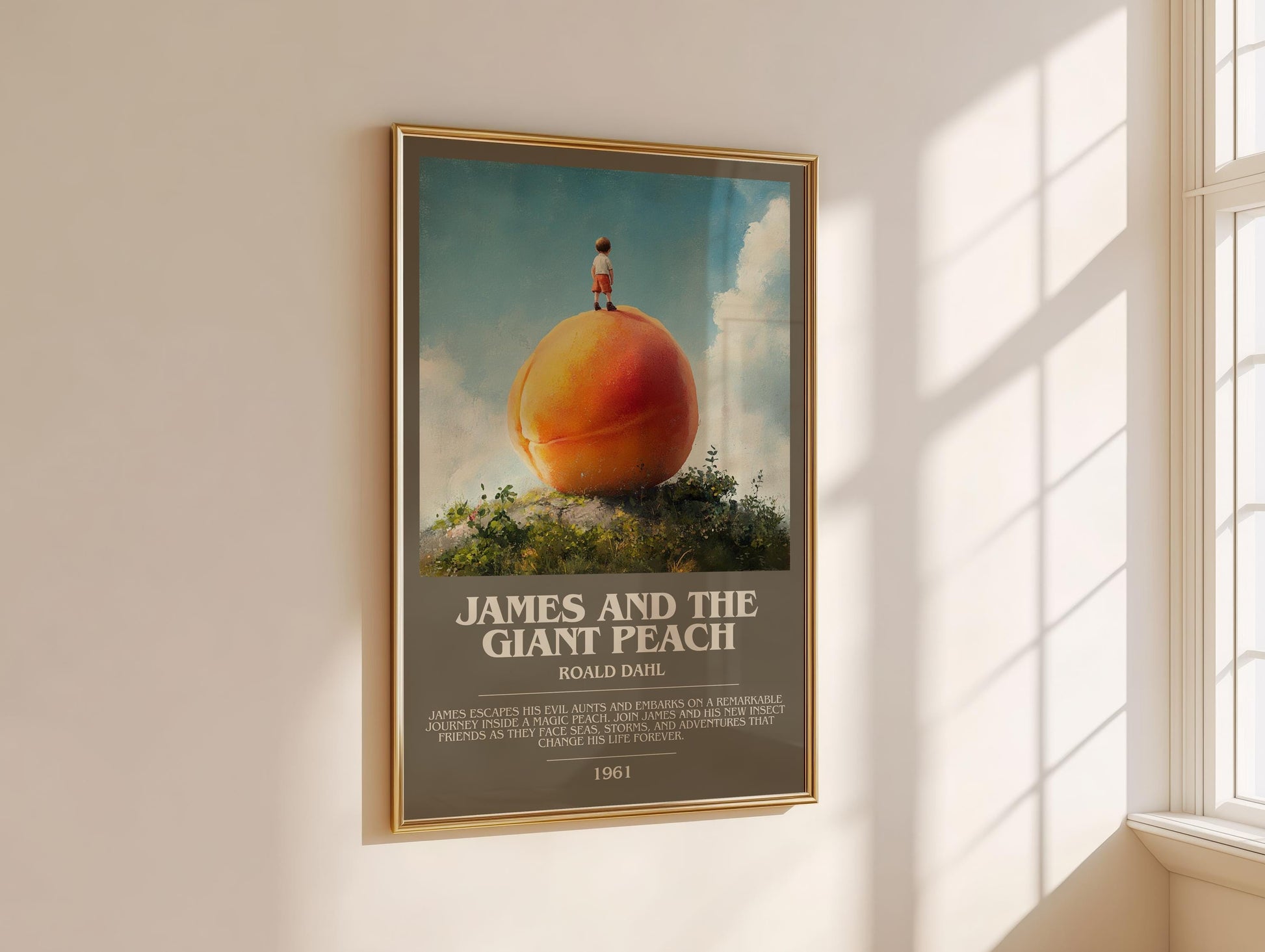 James and the Giant Peach by Roald Dahl | Descriptive Modern Book Art | Poster