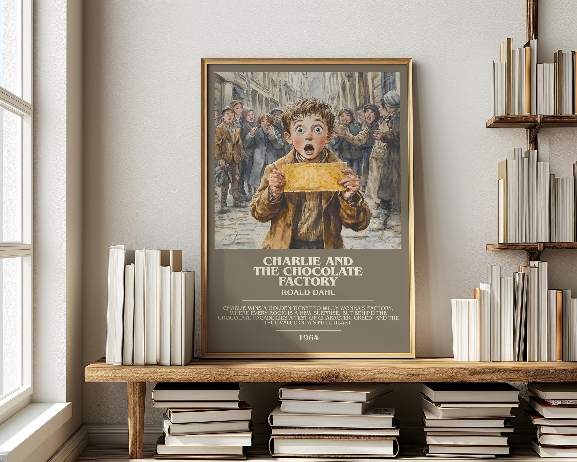 Charlie and the Chocolate Factory by Roald Dahl | Descriptive Modern Book Art | Poster