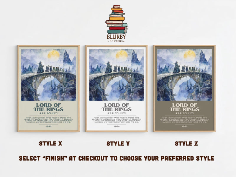Lord Of The Rings bookish poster colour and style options – J.R.R. Tolkien book art