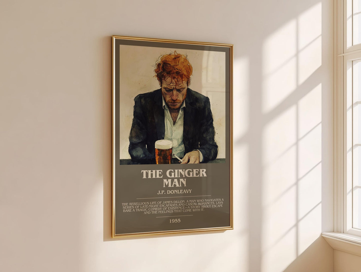 The Ginger Man bookish book poster framed on wall – coming of age wall art
