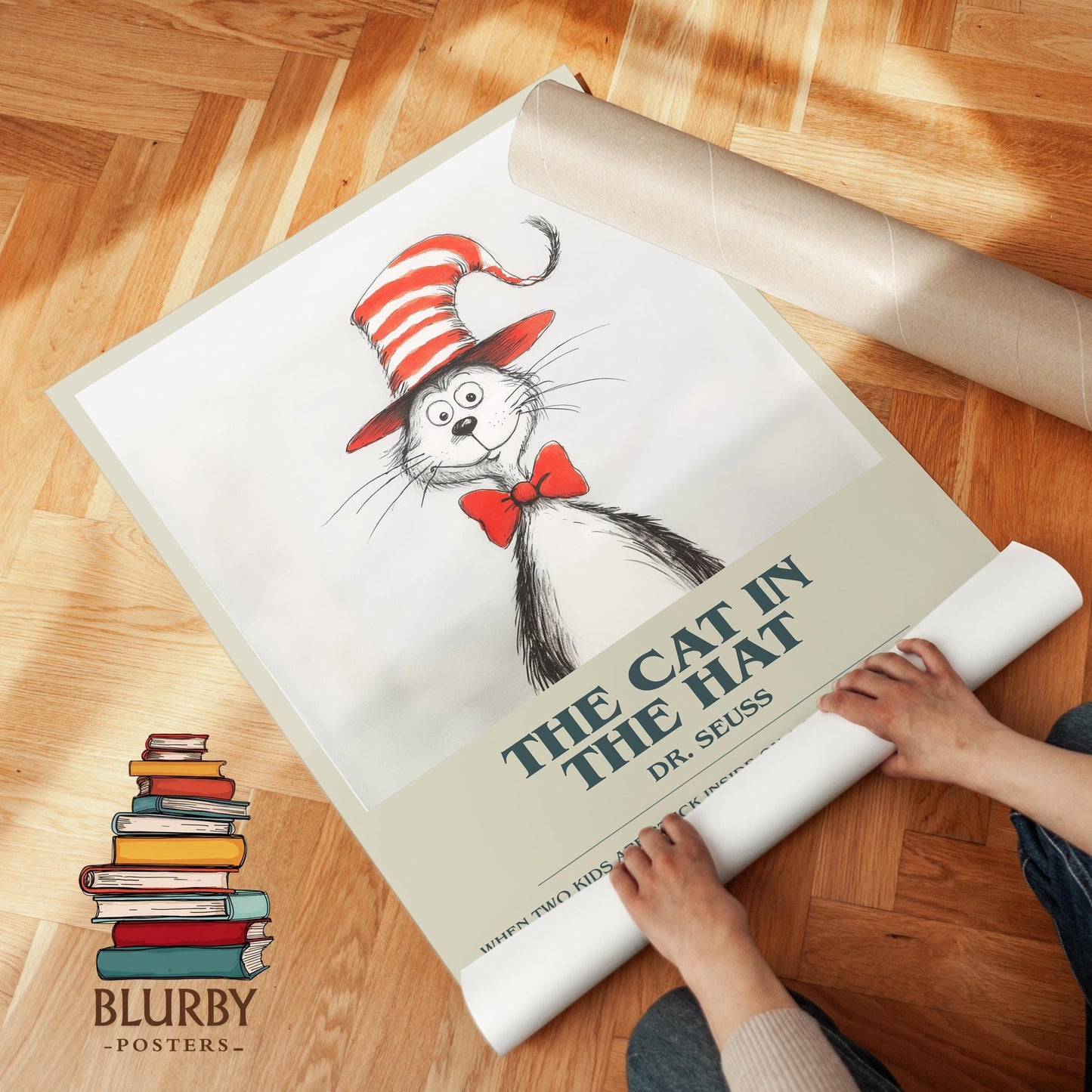 The Cat in the Hat book poster packaging – museum-quality print rolled in protective tube