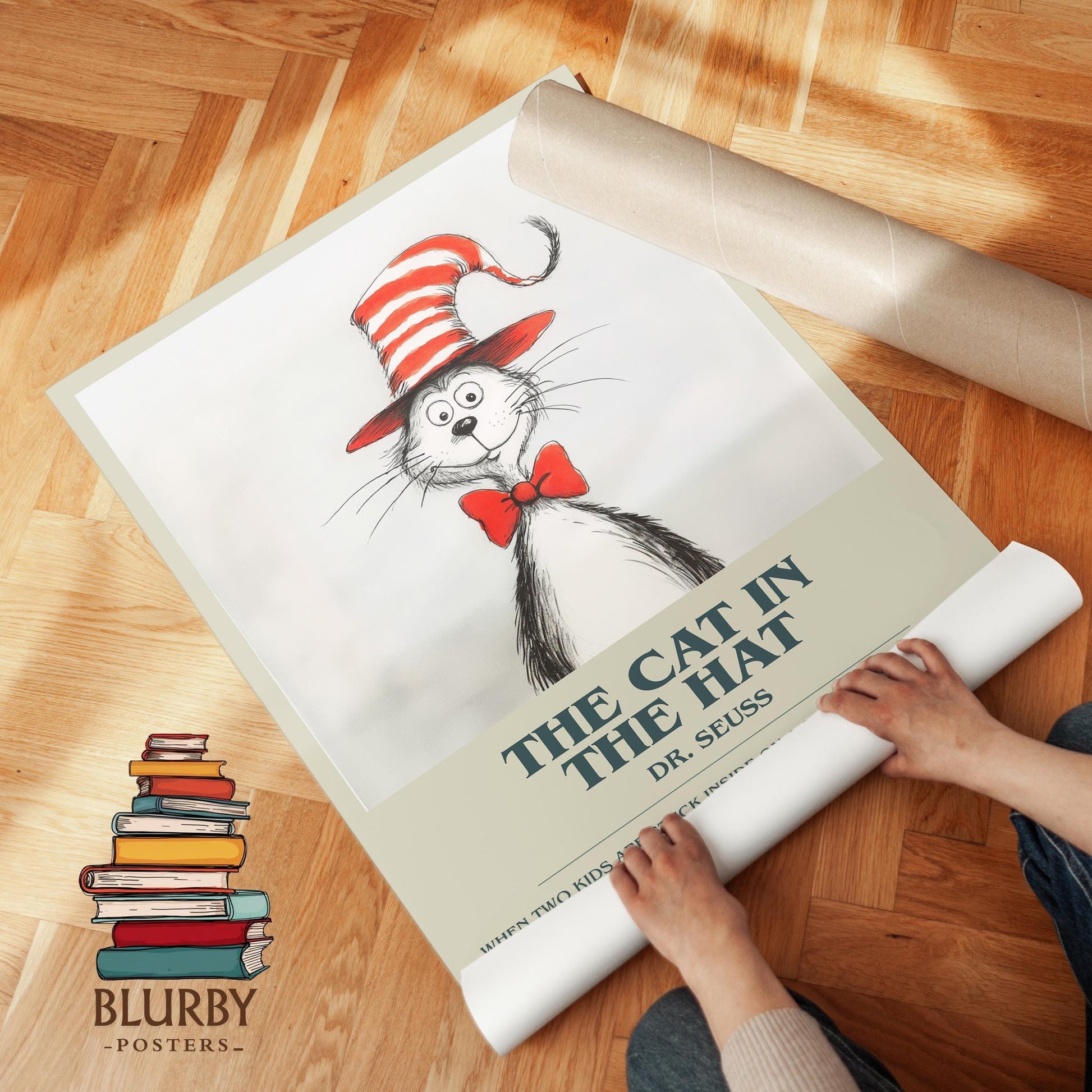 The Cat in the Hat book poster packaging – museum-quality print rolled in protective tube