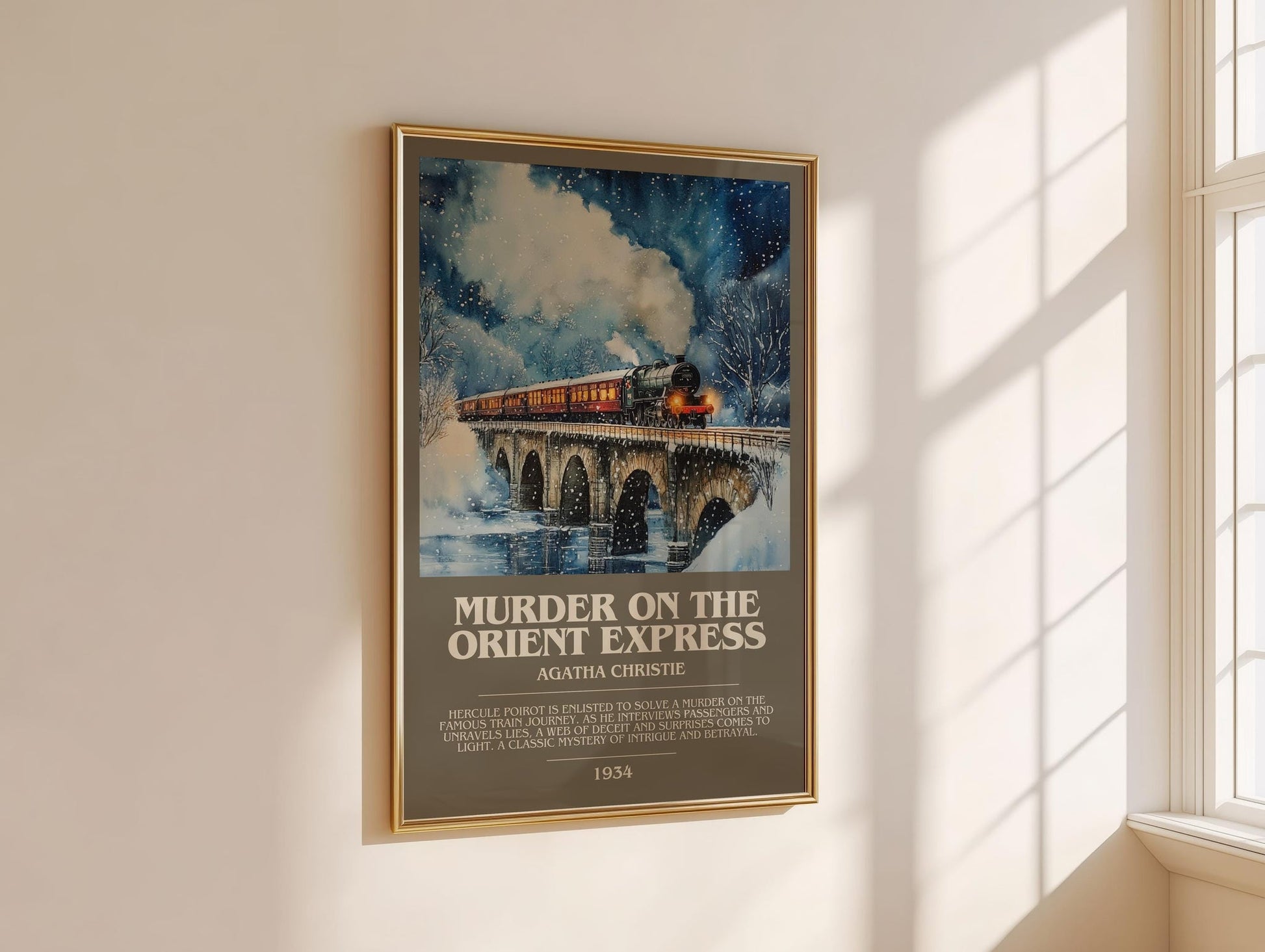 Murder On The Orient Express bookish book poster framed on wall – mystery wall art