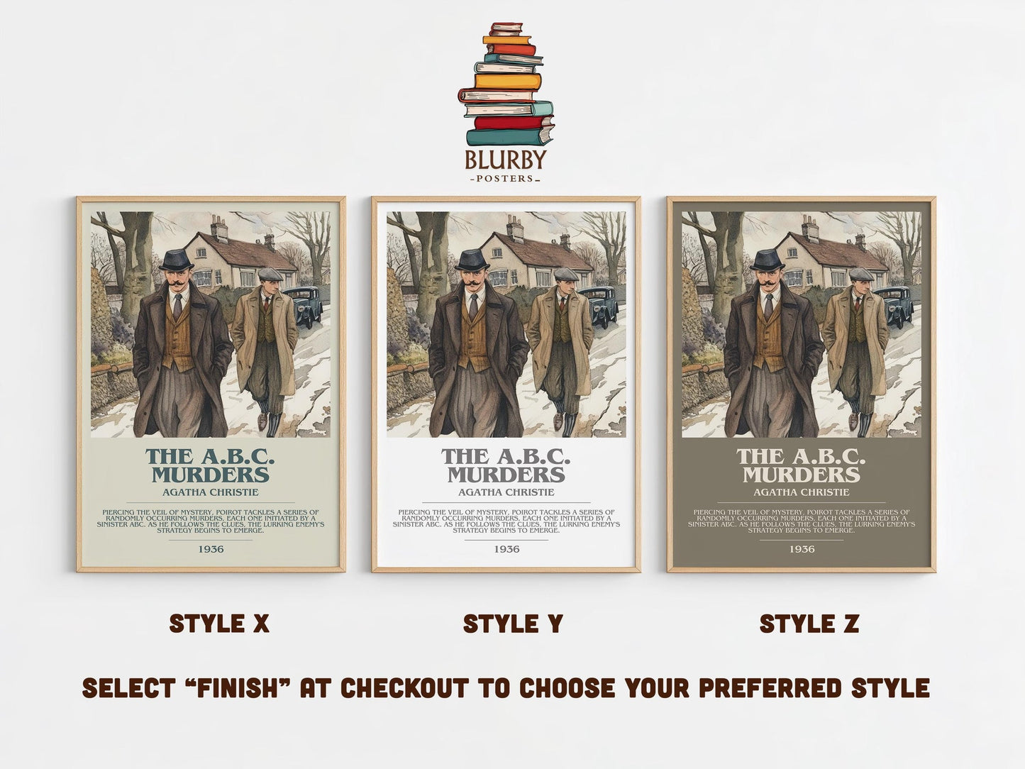 The A.B.C. Murders bookish poster colour and style options – Agatha Christie book art