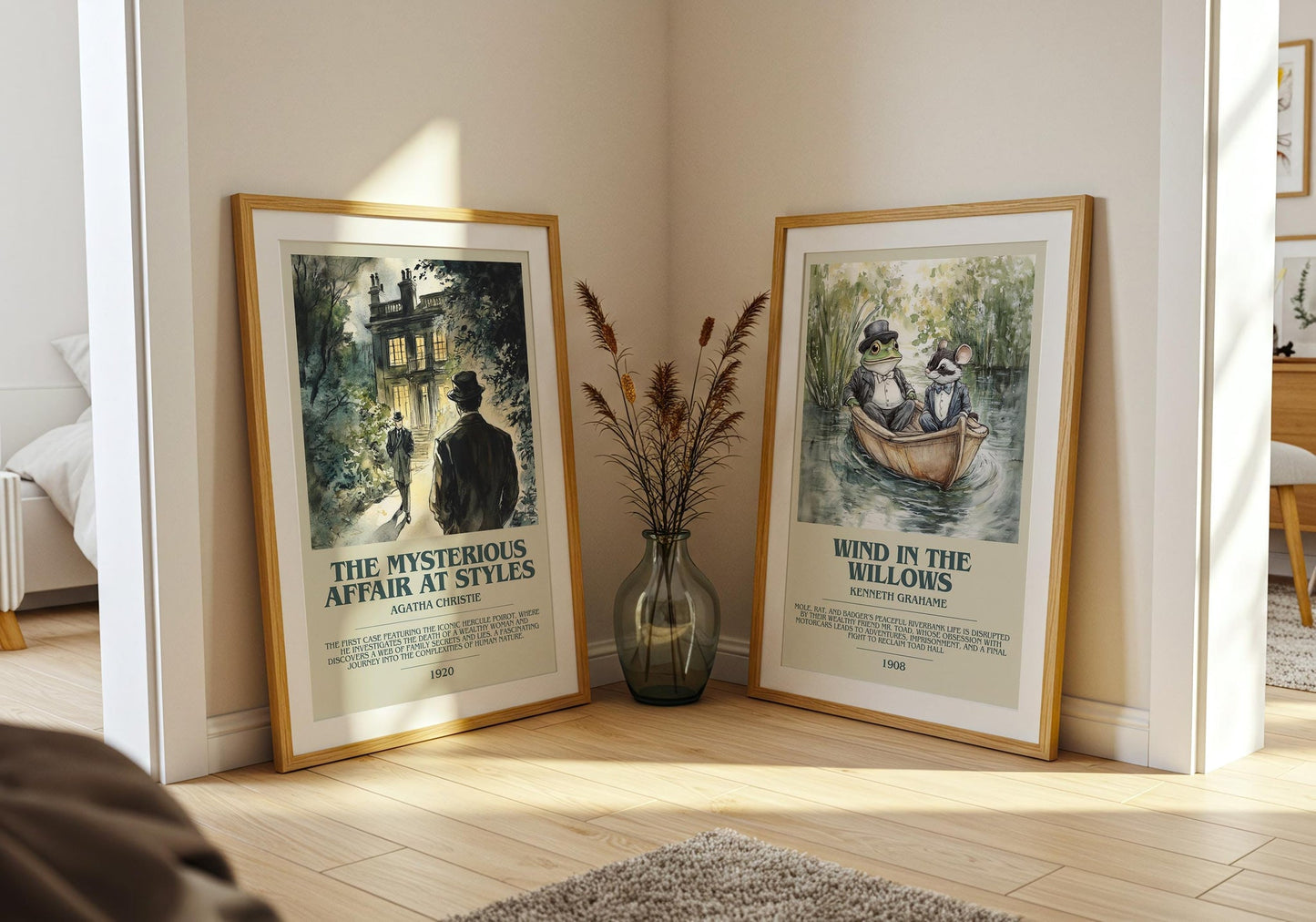 The Mysterious Affair At Styles bookish poster paired in gallery wall – literary art prints