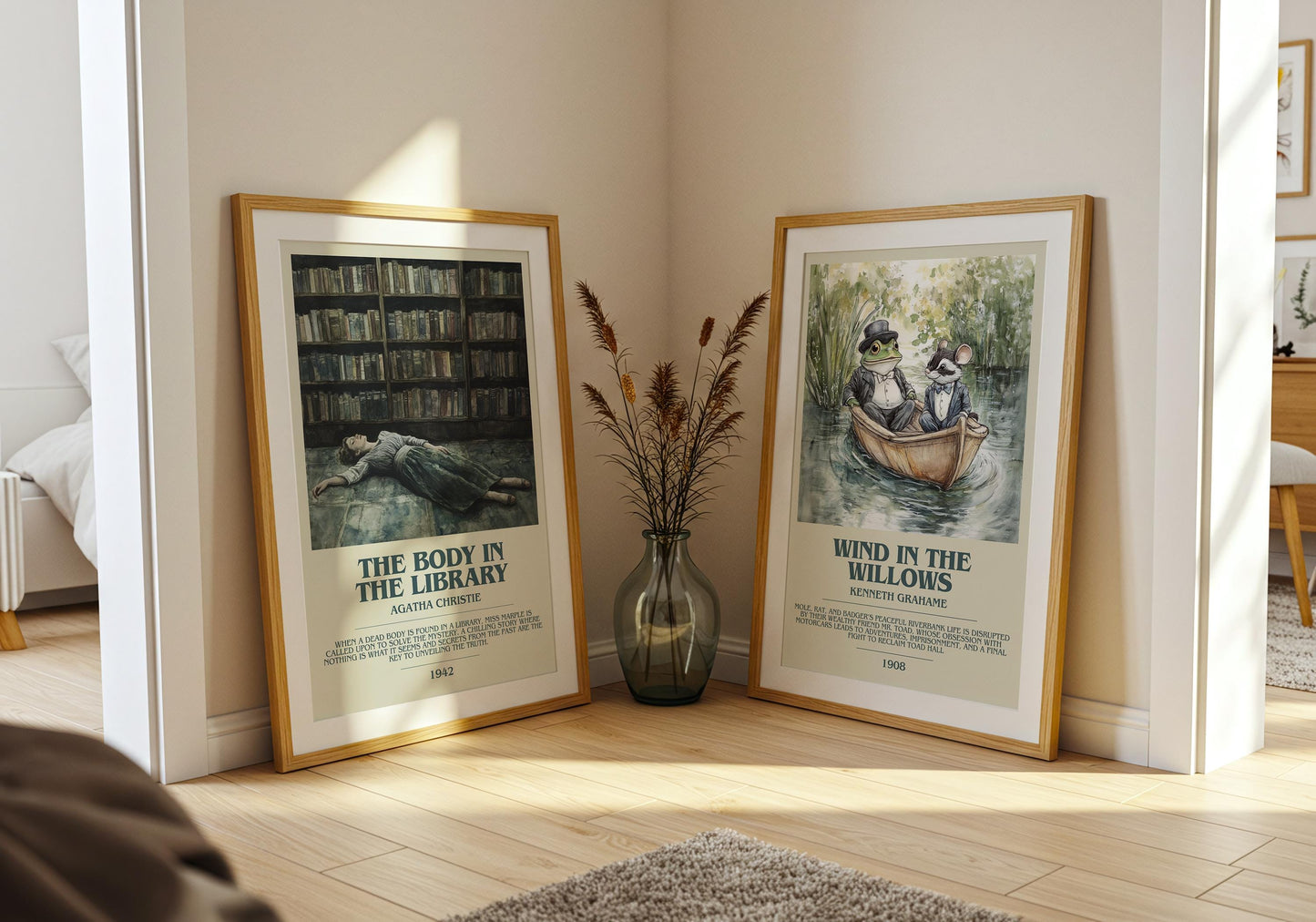 The Body in the Library bookish poster paired in gallery wall – literary art prints