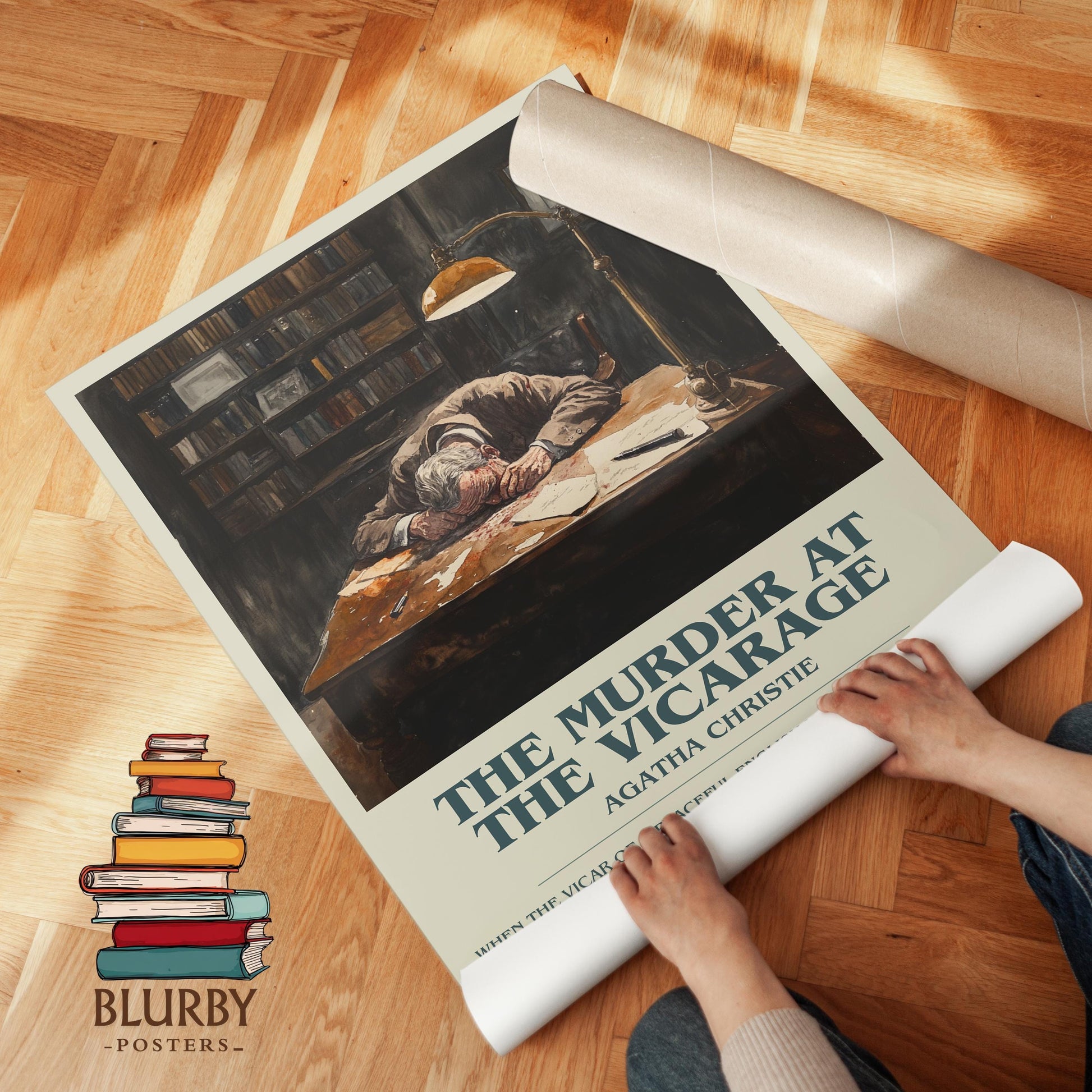 The Murder at the Vicarage book poster packaging – museum-quality print rolled in protective tube