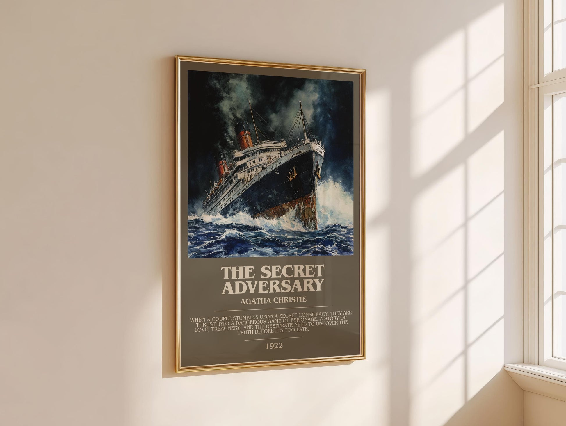 The Secret Adversary bookish book poster framed on wall – mystery wall art