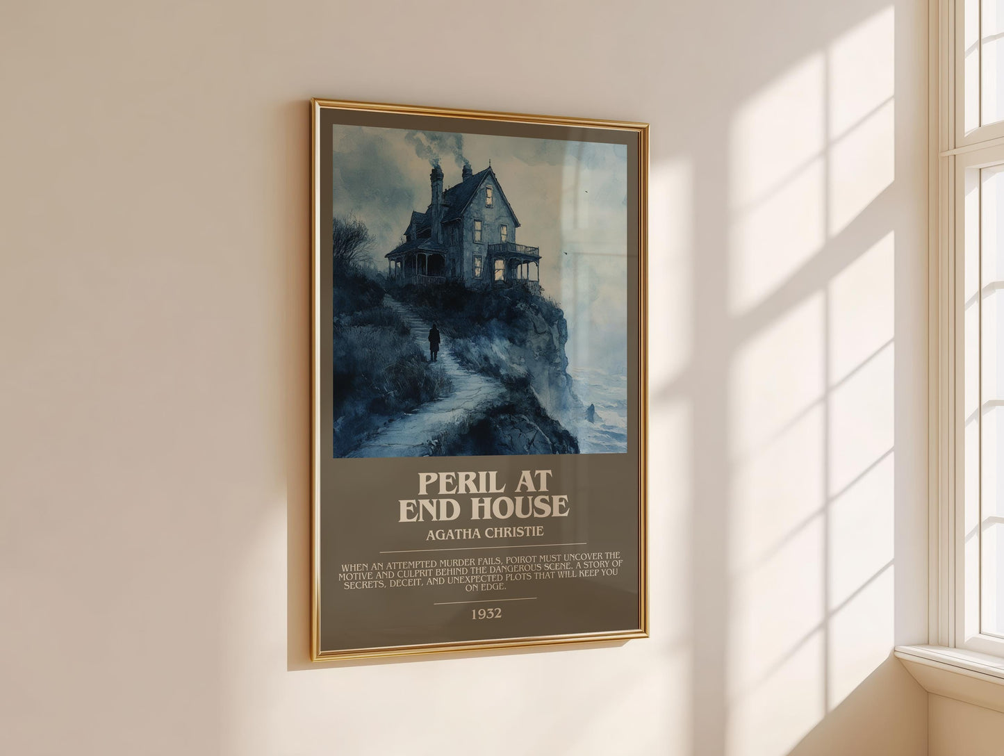 Peril at End House bookish book poster framed on wall – mystery wall art