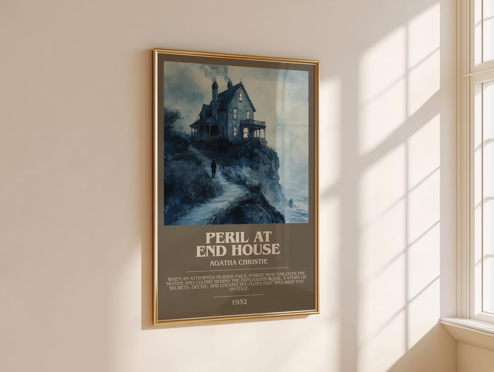 Peril at End House bookish book poster framed on wall – mystery wall art