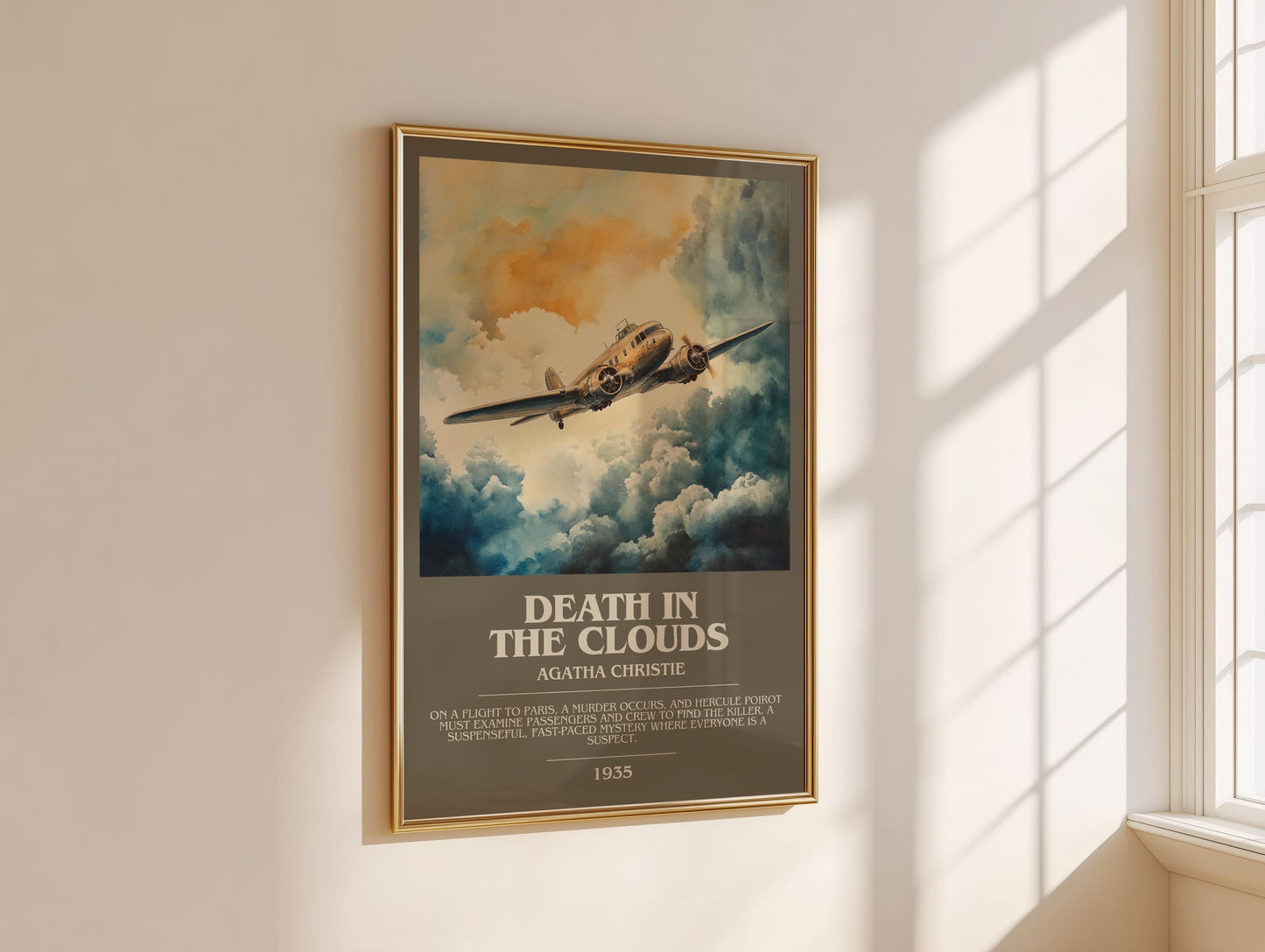 Death in the Clouds bookish book poster framed on wall – mystery wall art