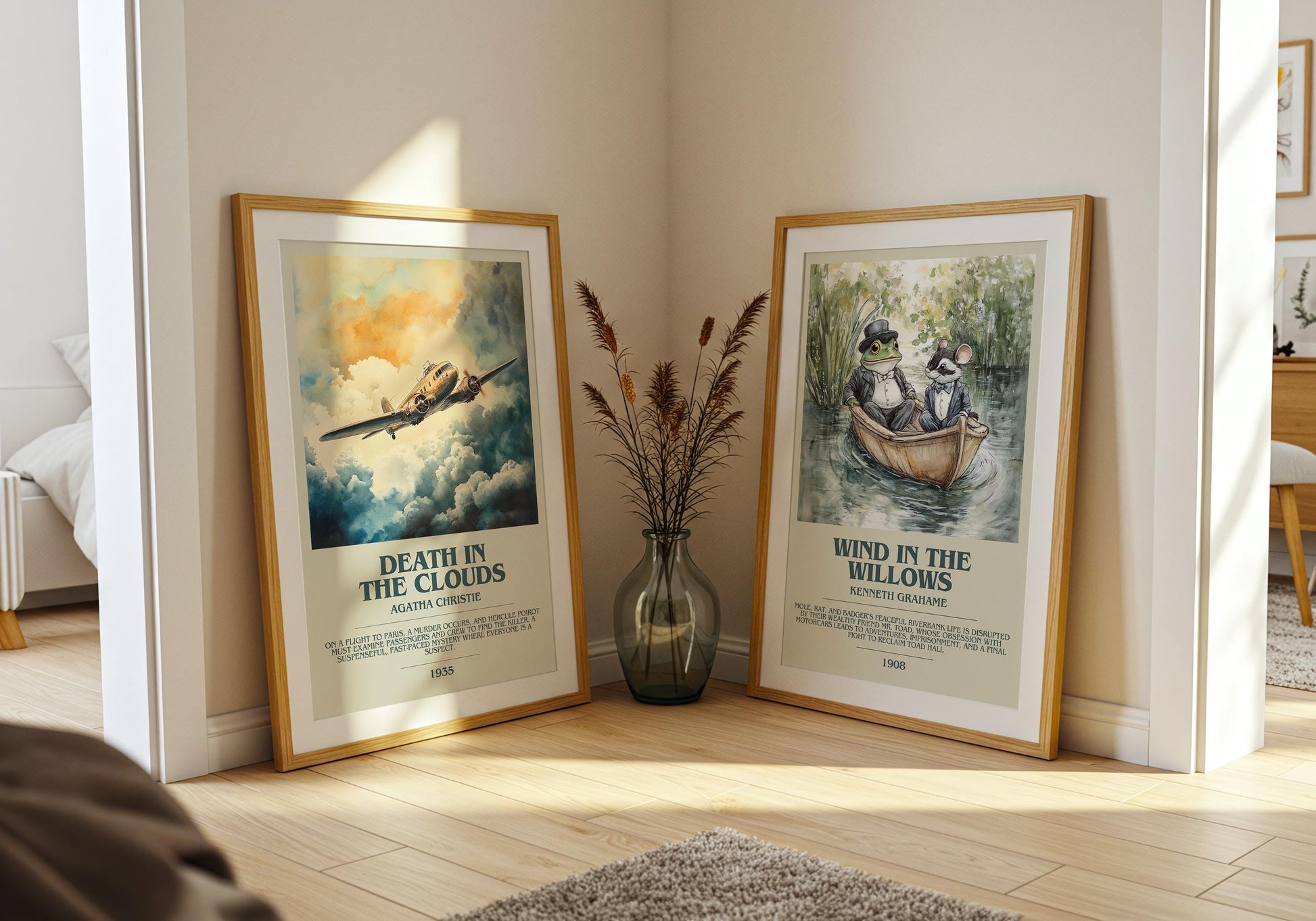 Death in the Clouds bookish poster paired in gallery wall – literary art prints