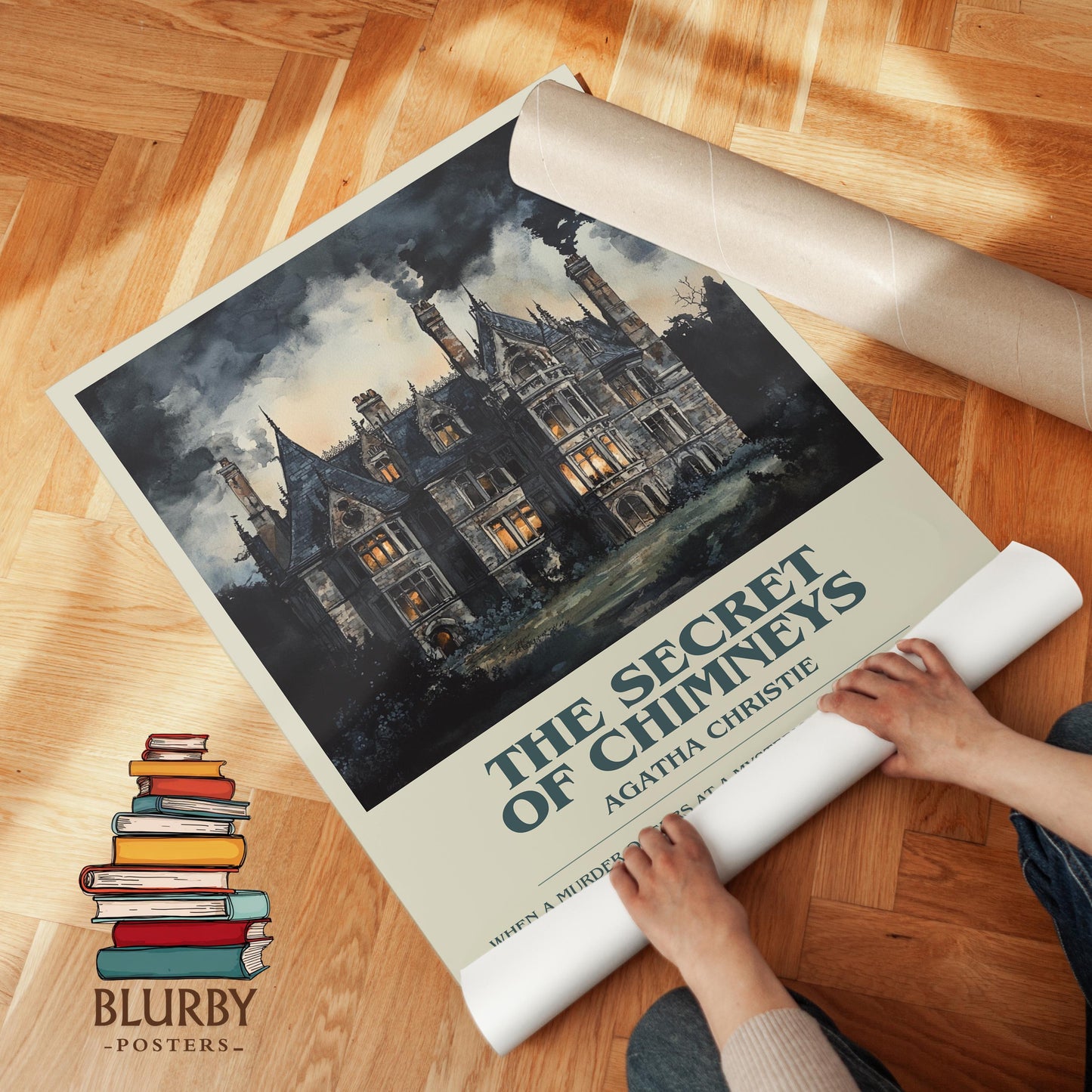The Secret of Chimneys book poster packaging – museum-quality print rolled in protective tube